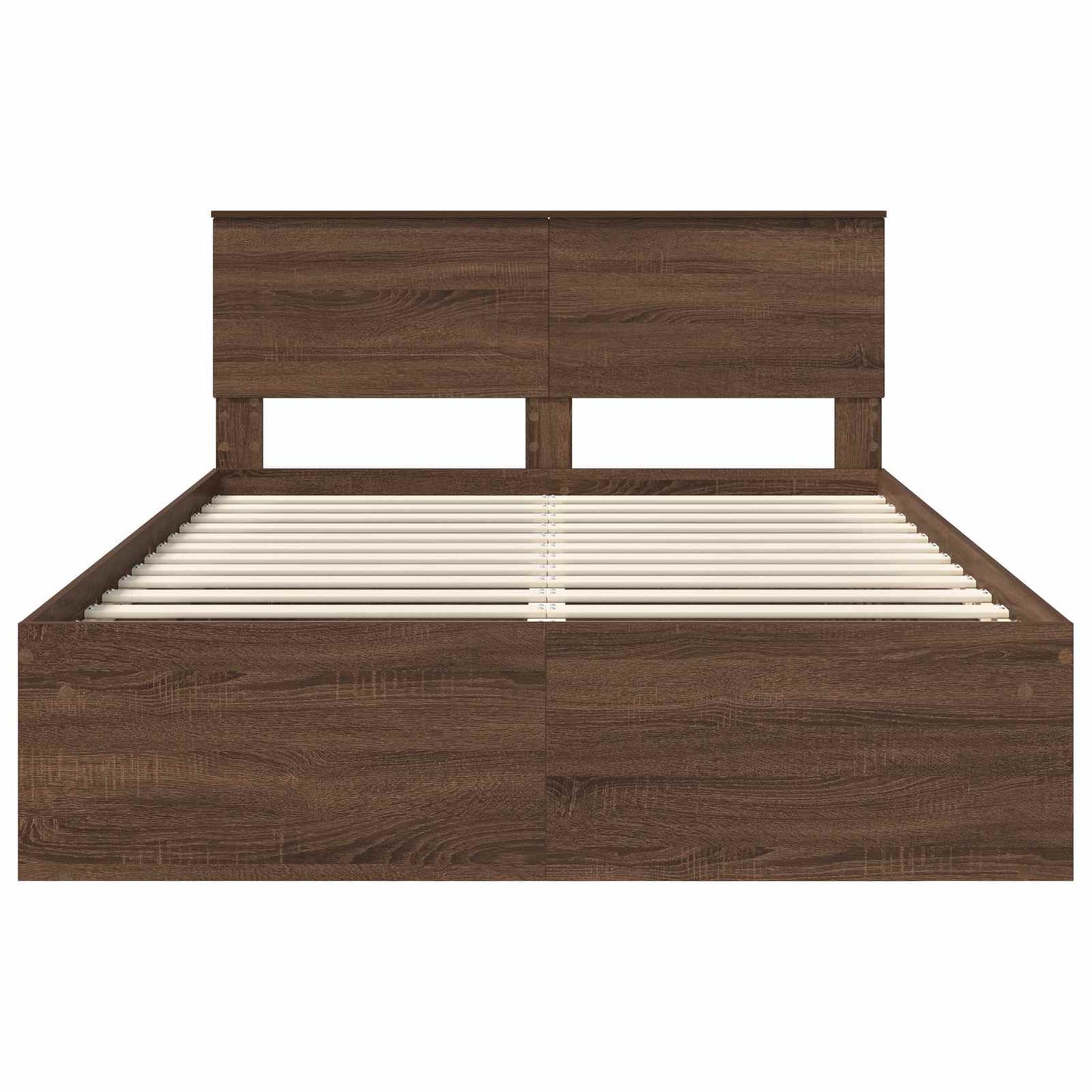 Bedframe met hoofdeinde Bruin Eiken 140 x 200 cm Bewerkt hout is nu te koop bij PeponiXL, paradijselijk wonen!