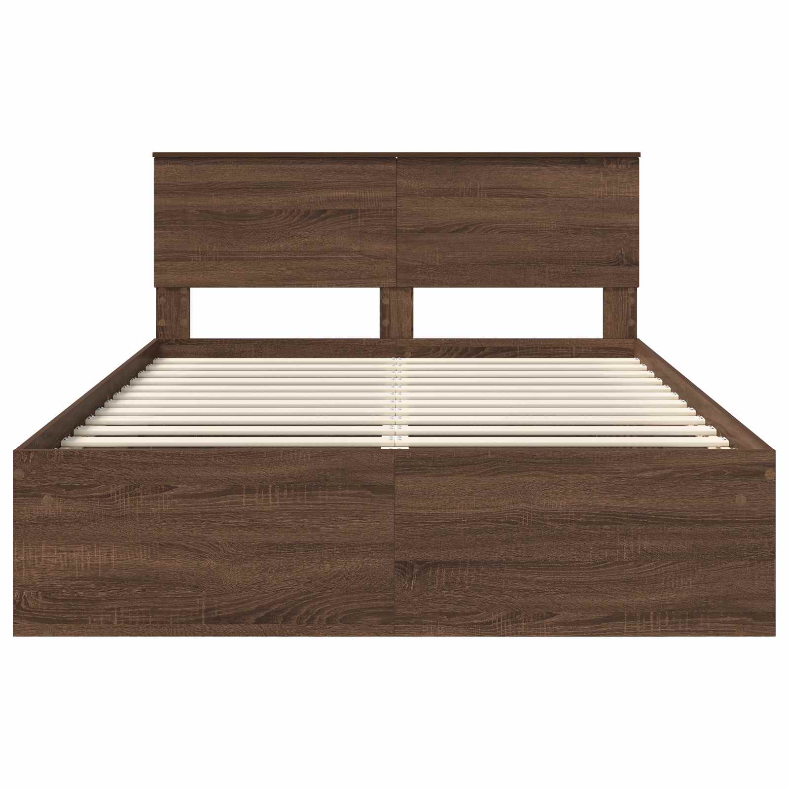 Bedframe met hoofdeinde Bruin Eiken 140 x 200 cm Bewerkt hout is nu te koop bij PeponiXL, paradijselijk wonen!