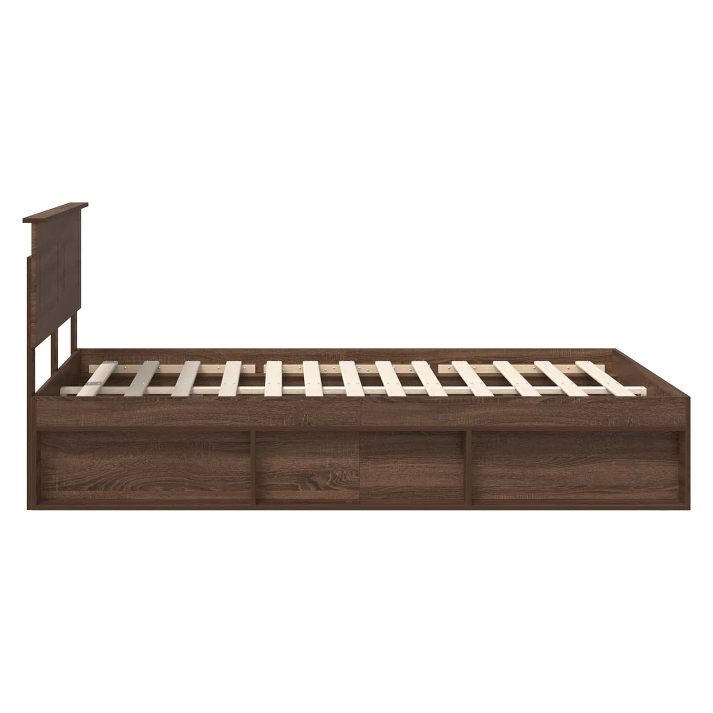 Bedframe met hoofdeinde Bruin Eiken 140 x 200 cm Bewerkt hout is nu te koop bij PeponiXL, paradijselijk wonen!