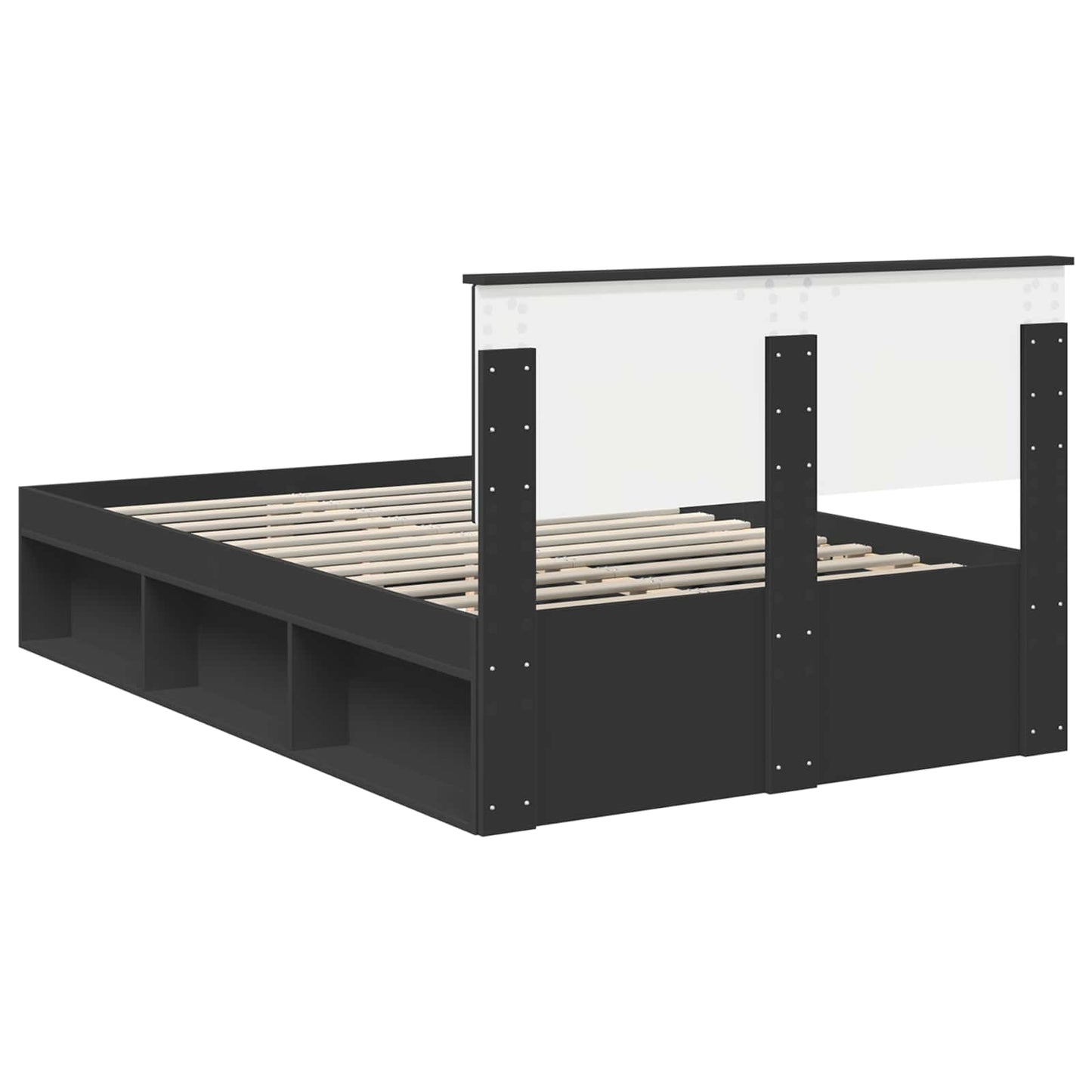 Bedframe met hoofdeinde Zwart 135 x 190 cm Bewerkt hout is nu te koop bij PeponiXL, paradijselijk wonen!