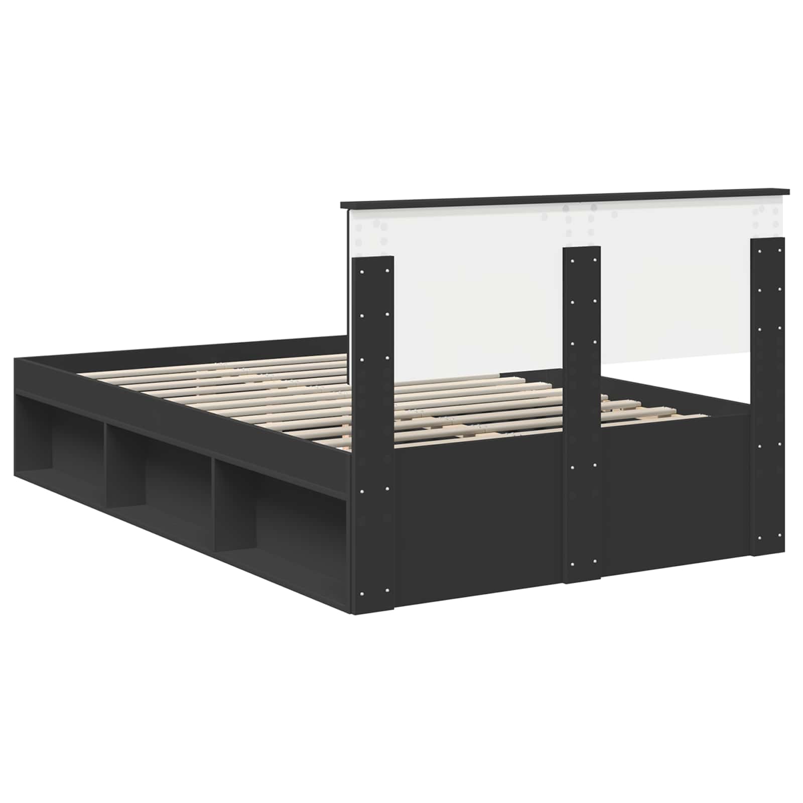 Bedframe met hoofdeinde Zwart 135 x 190 cm Bewerkt hout is nu te koop bij PeponiXL, paradijselijk wonen!