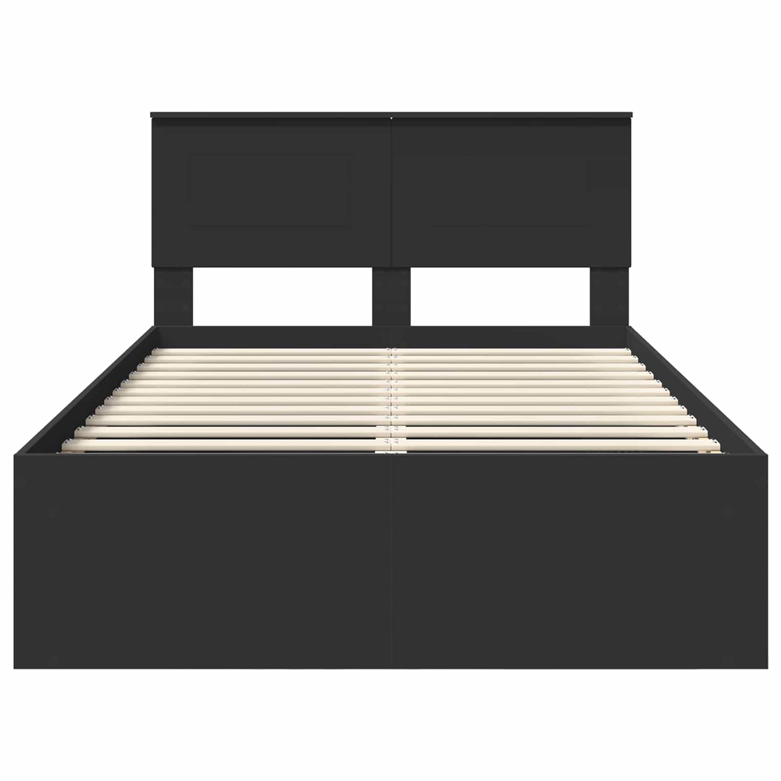 Bedframe met hoofdeinde Zwart 135 x 190 cm Bewerkt hout is nu te koop bij PeponiXL, paradijselijk wonen!