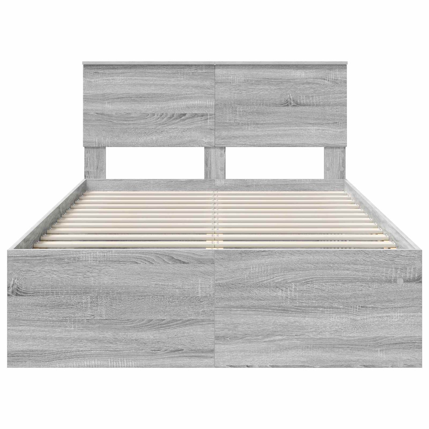 Bedframe met hoofdeinde Grijs Sonoma 135 x 190 cm Bewerkt hout is nu te koop bij PeponiXL, paradijselijk wonen!