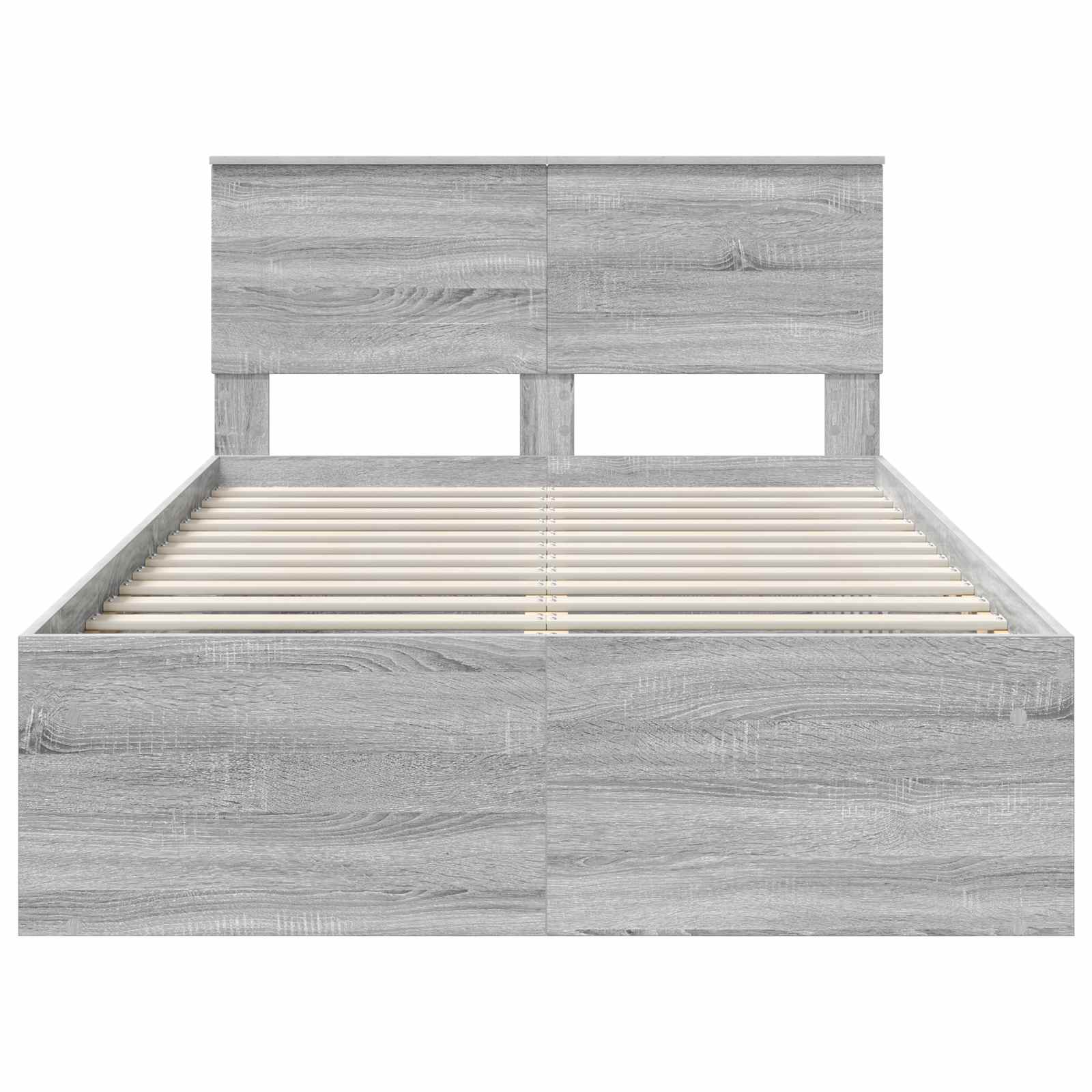 Bedframe met hoofdeinde Grijs Sonoma 135 x 190 cm Bewerkt hout is nu te koop bij PeponiXL, paradijselijk wonen!