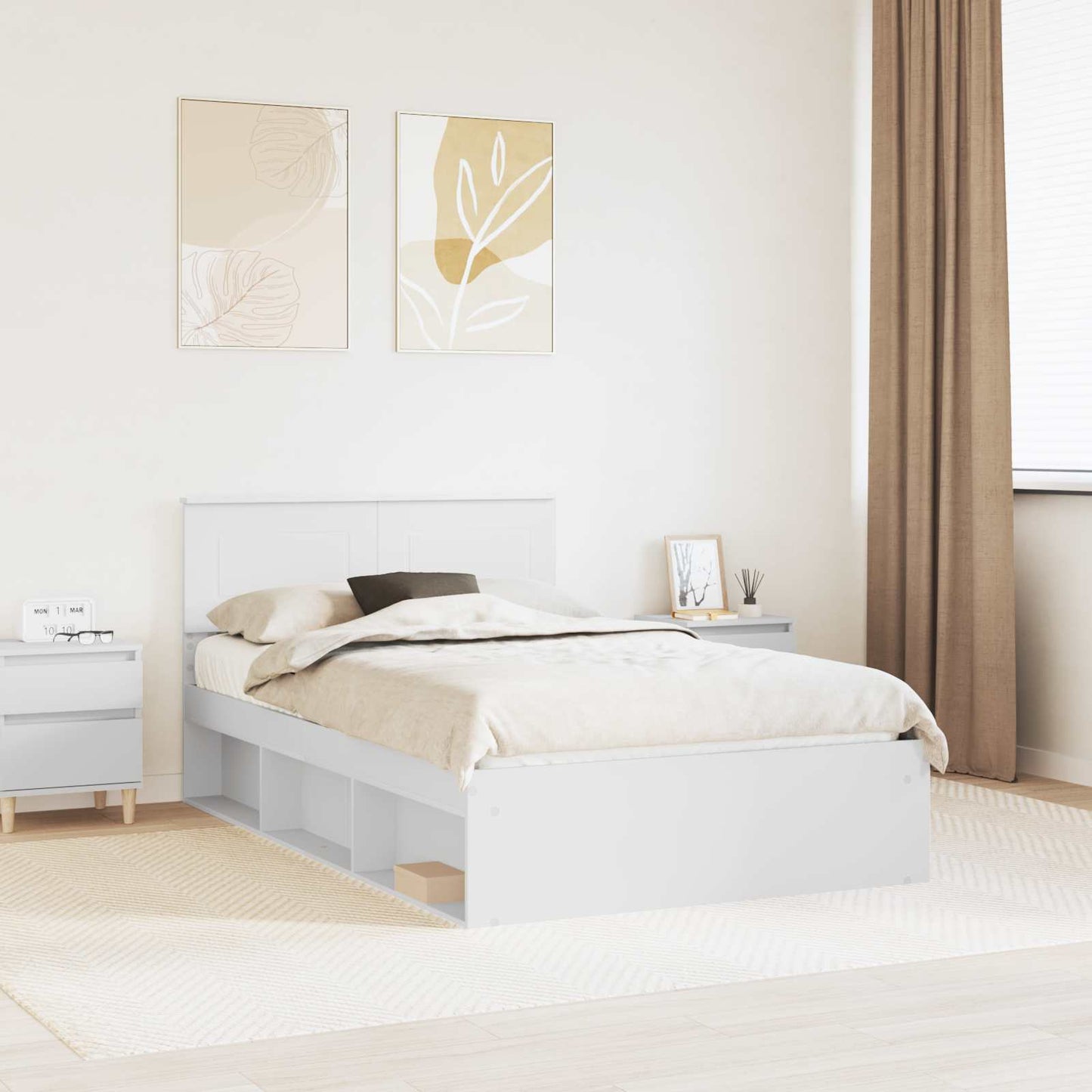 Bedframe met hoofdeinde Wit 120 x 190 cm Bewerkt hout is nu te koop bij PeponiXL, paradijselijk wonen!