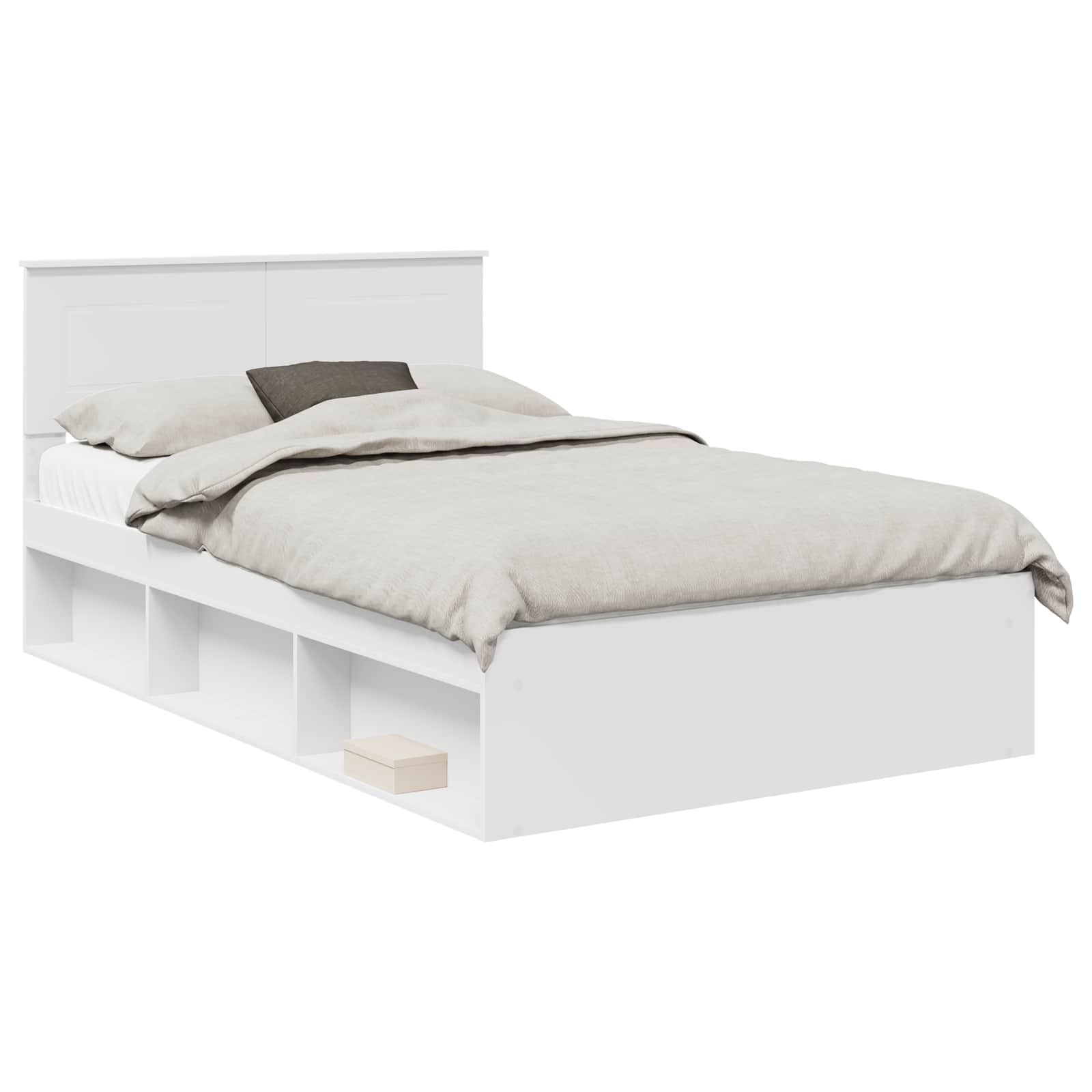 Bedframe met hoofdeinde Wit 120 x 190 cm Bewerkt hout is nu te koop bij PeponiXL, paradijselijk wonen!
