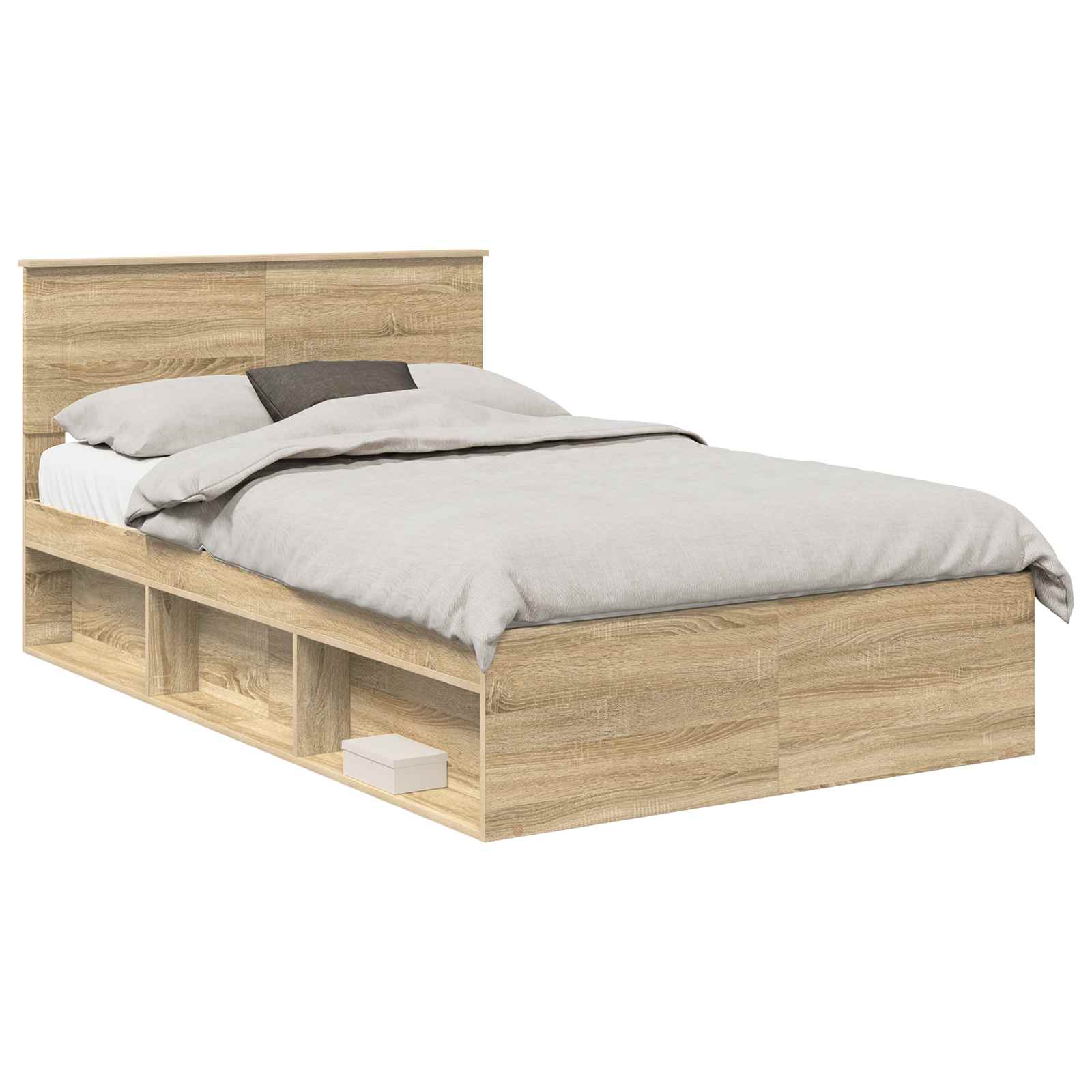 Bedframe met hoofdeinde Sonoma 120 x 190 cm Bewerkt hout is nu te koop bij PeponiXL, paradijselijk wonen!