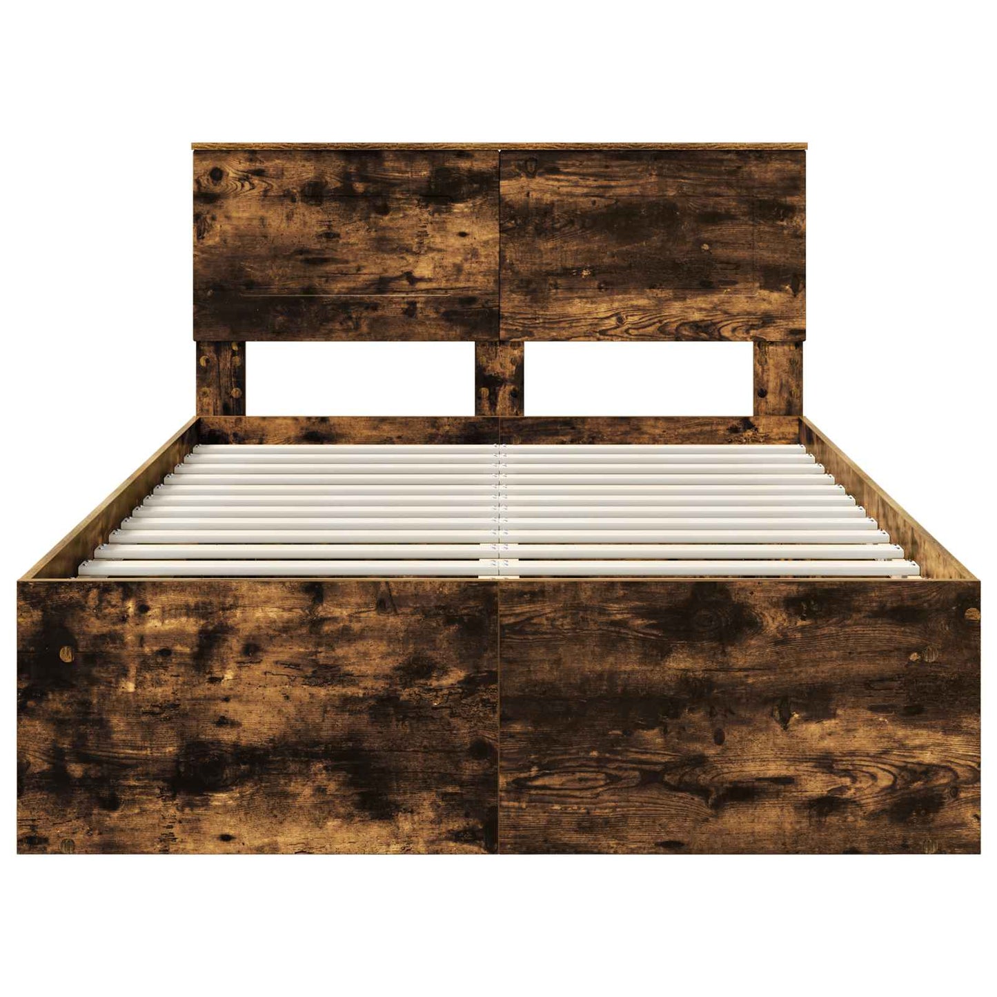 Bedframe met hoofdeinde Gerookt eiken 120 x 190 cm Bewerkt hout is nu te koop bij PeponiXL, paradijselijk wonen!