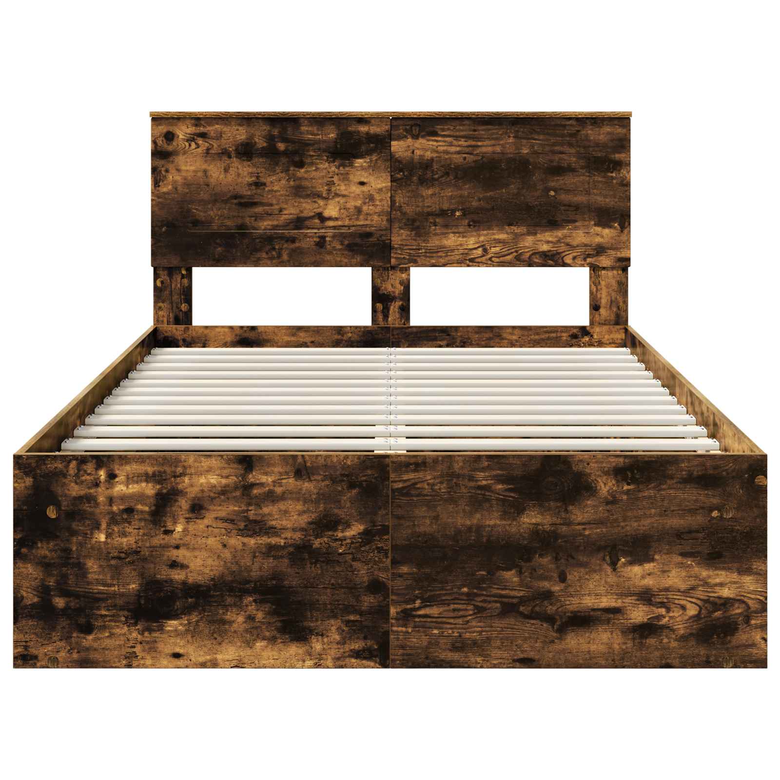 Bedframe met hoofdeinde Gerookt eiken 120 x 190 cm Bewerkt hout is nu te koop bij PeponiXL, paradijselijk wonen!