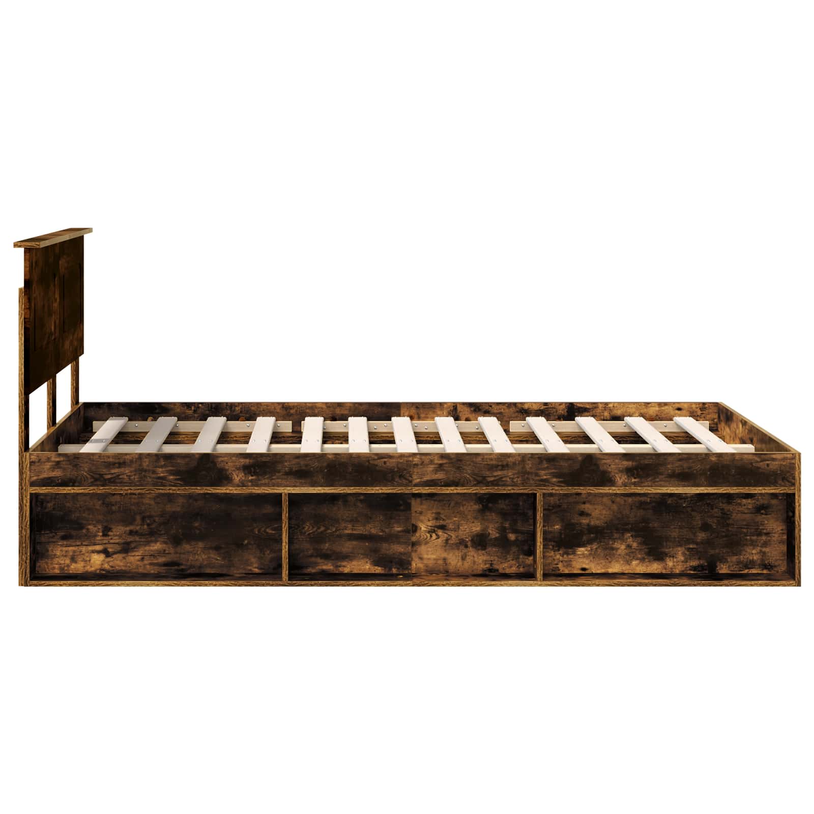 Bedframe met hoofdeinde Gerookt eiken 120 x 190 cm Bewerkt hout is nu te koop bij PeponiXL, paradijselijk wonen!