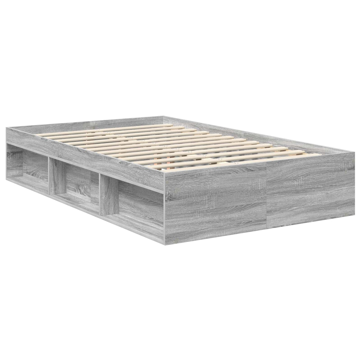 Bedframe met hoofdeinde Grijs Sonoma 120 x 190 cm Bewerkt hout is nu te koop bij PeponiXL, paradijselijk wonen!