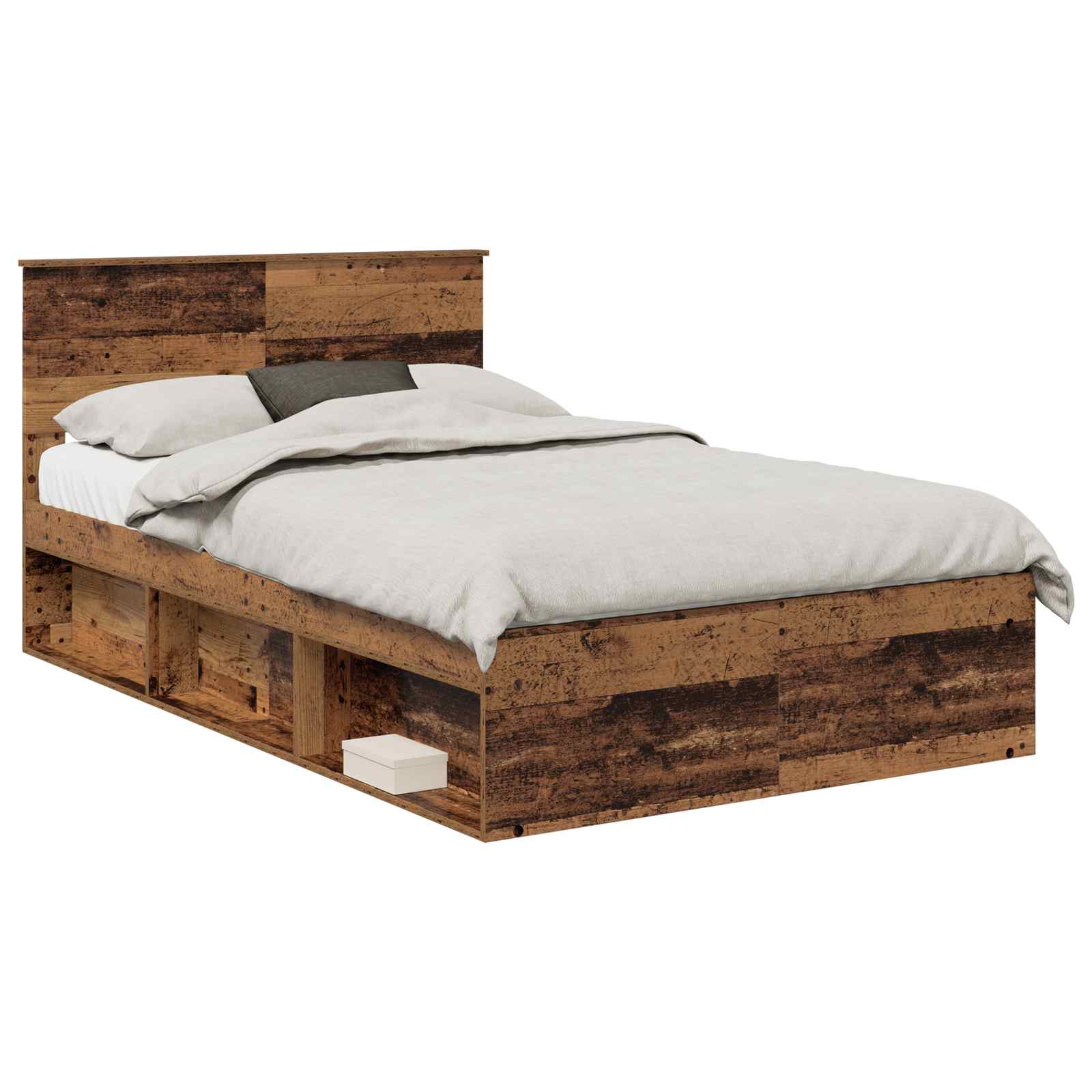 Bedframe met hoofdeinde Oudhout 120 x 190 cm Bewerkt hout is nu te koop bij PeponiXL, paradijselijk wonen!