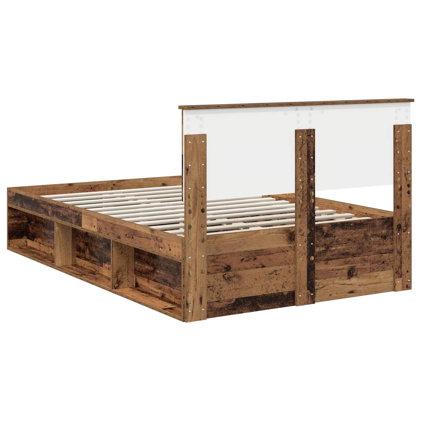 Bedframe met hoofdeinde Oudhout 120 x 190 cm Bewerkt hout is nu te koop bij PeponiXL, paradijselijk wonen!