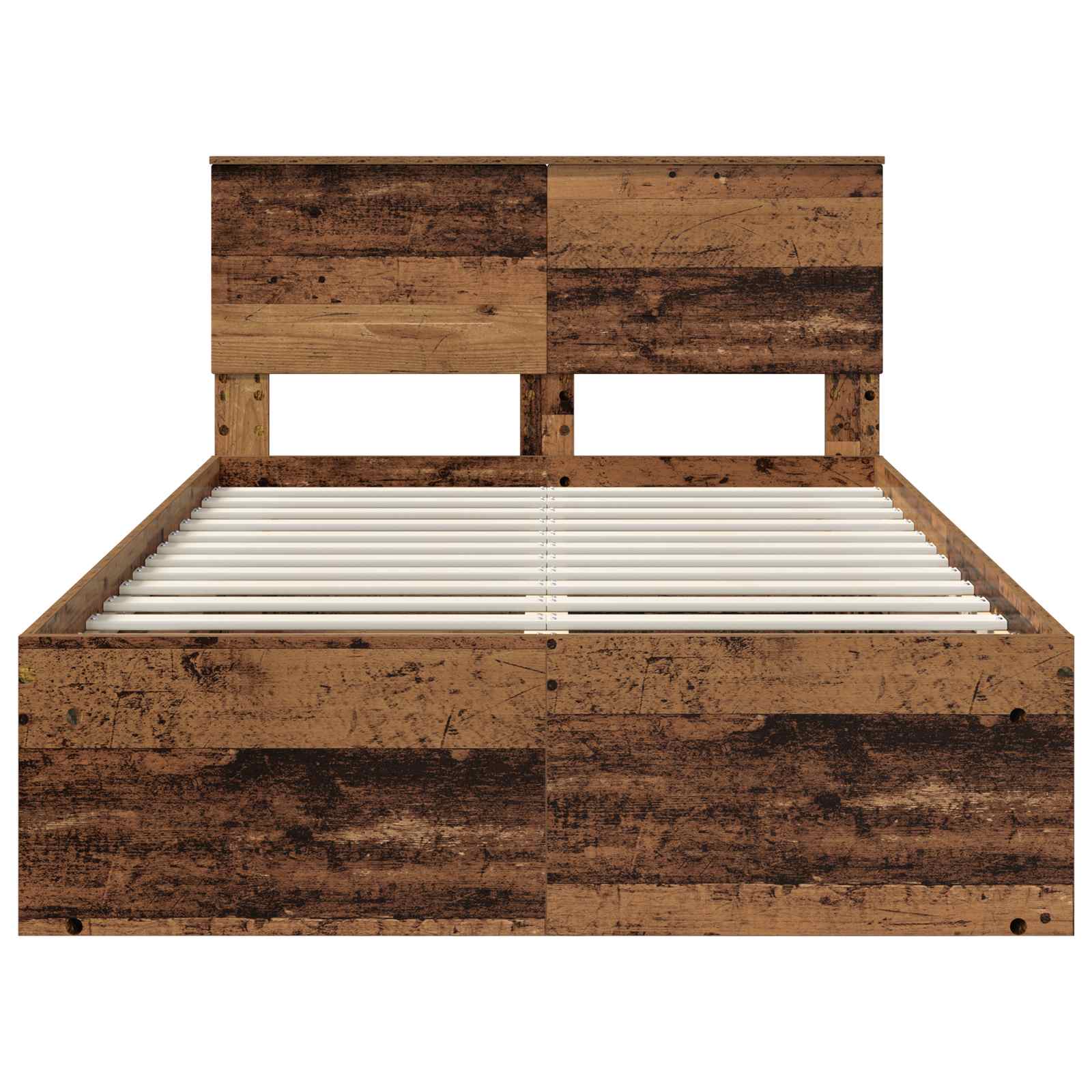 Bedframe met hoofdeinde Oudhout 120 x 190 cm Bewerkt hout is nu te koop bij PeponiXL, paradijselijk wonen!