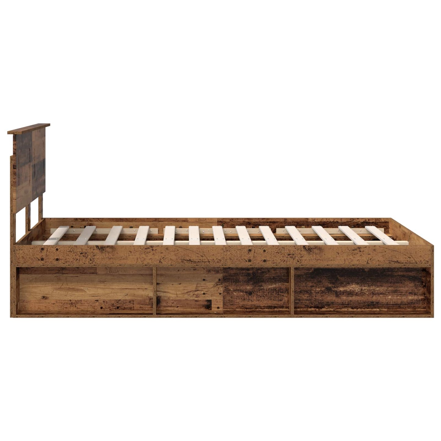 Bedframe met hoofdeinde Oudhout 120 x 190 cm Bewerkt hout is nu te koop bij PeponiXL, paradijselijk wonen!