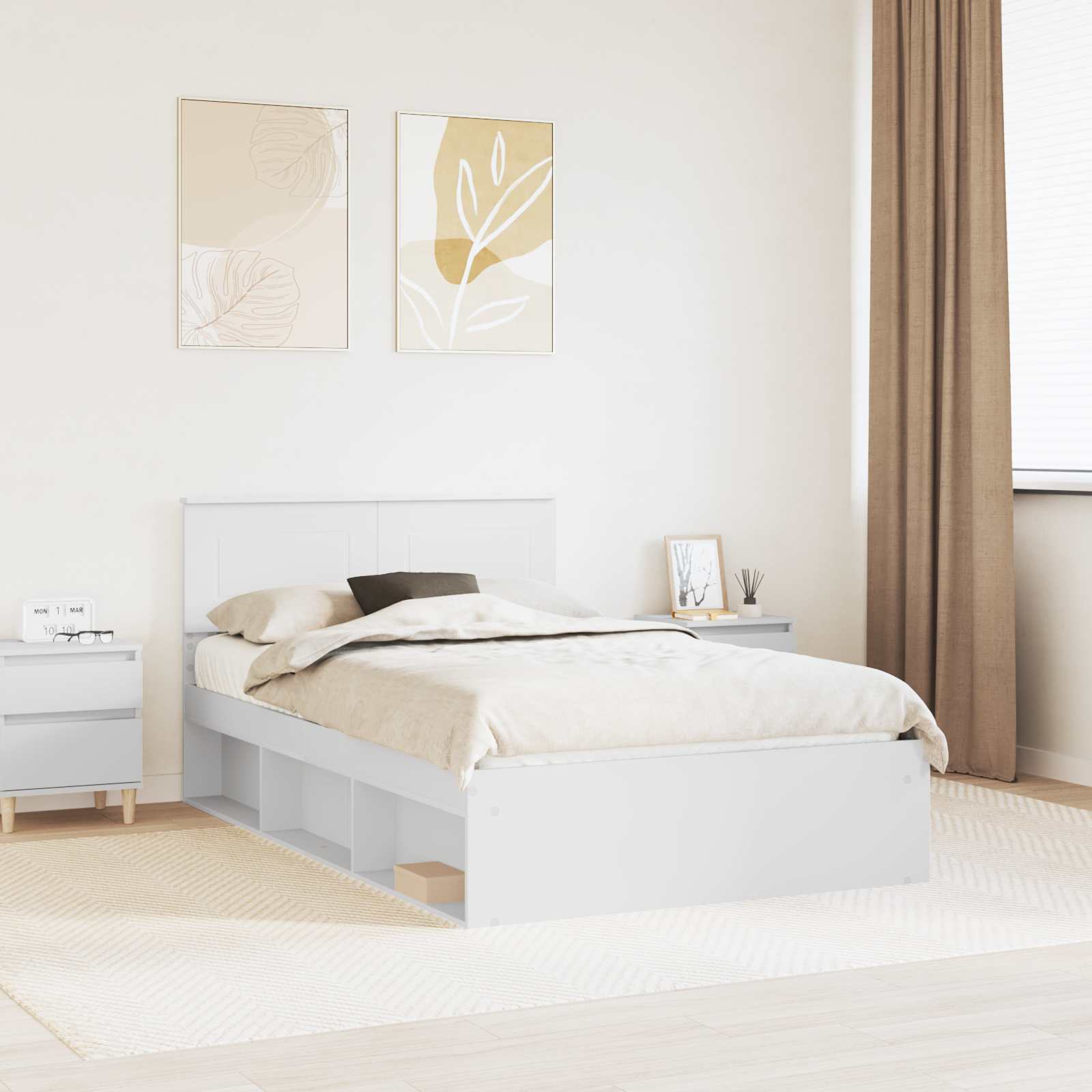 Bedframe met hoofdeinde Wit 120 x 200 cm Bewerkt hout is nu te koop bij PeponiXL, paradijselijk wonen!