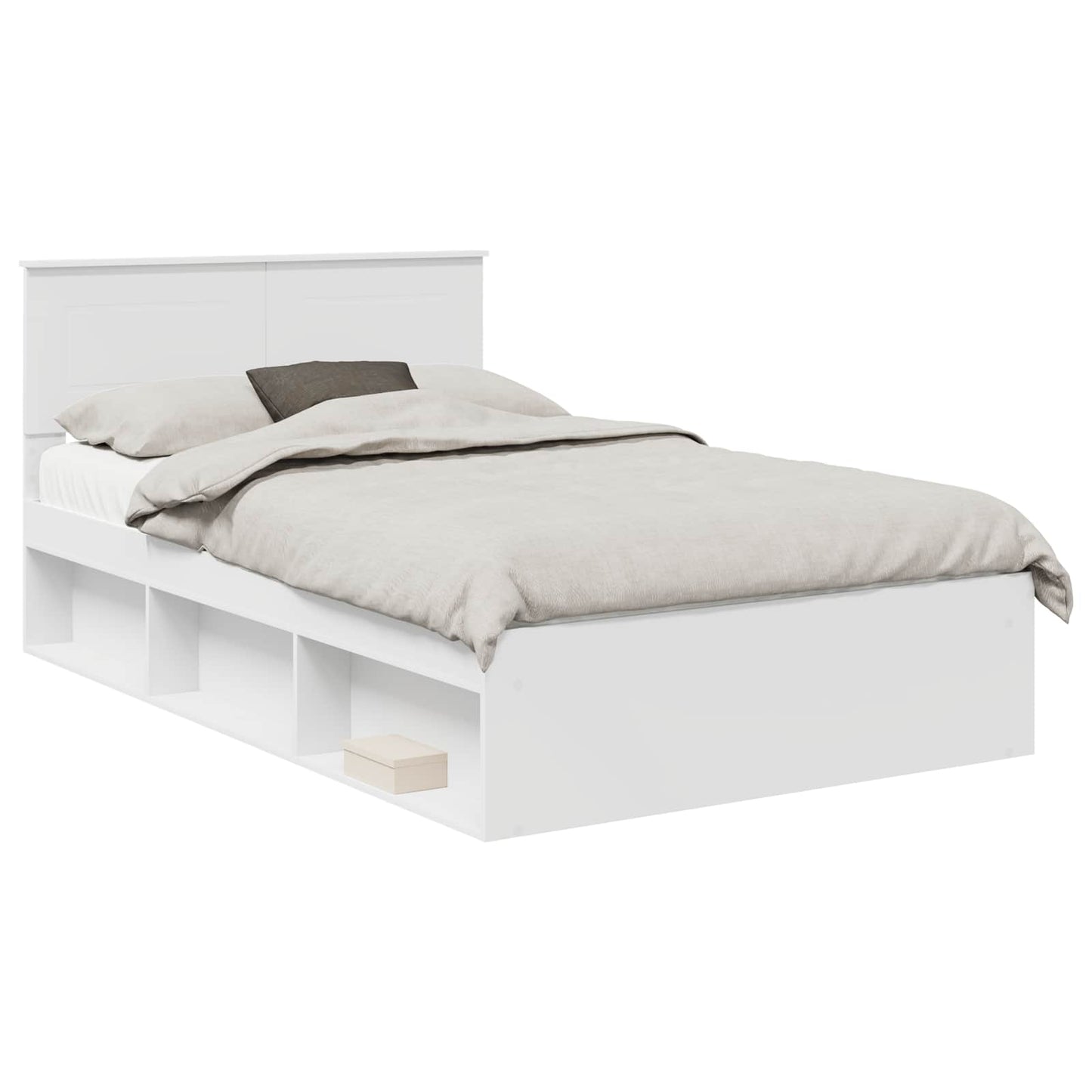 Bedframe met hoofdeinde Wit 120 x 200 cm Bewerkt hout is nu te koop bij PeponiXL, paradijselijk wonen!