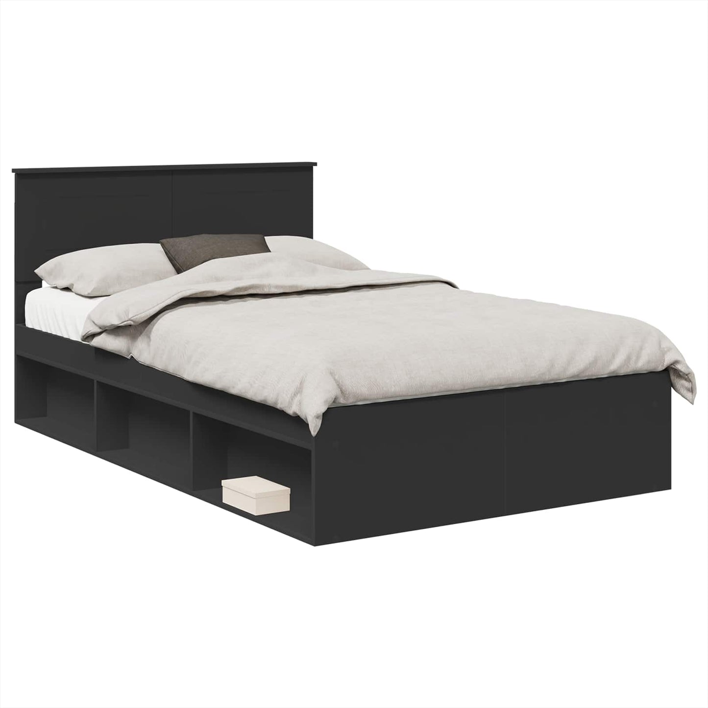 Bedframe met hoofdeinde Zwart 120 x 200 cm Bewerkt hout is nu te koop bij PeponiXL, paradijselijk wonen!