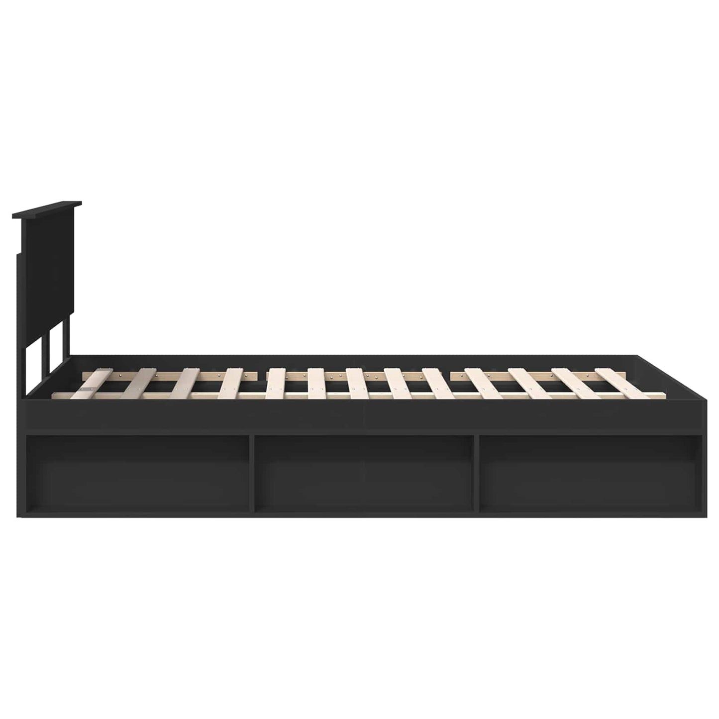 Bedframe met hoofdeinde Zwart 120 x 200 cm Bewerkt hout is nu te koop bij PeponiXL, paradijselijk wonen!