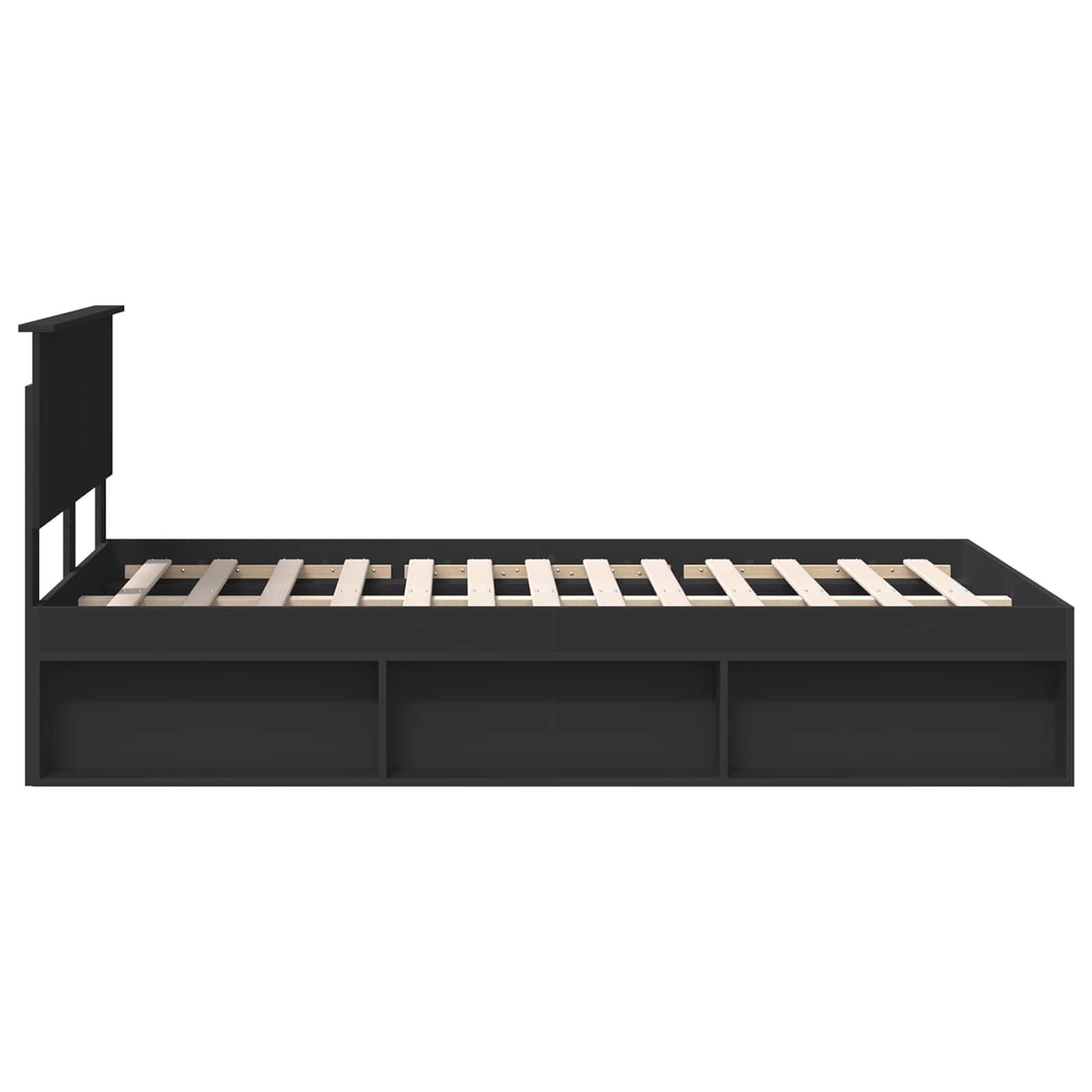 Bedframe met hoofdeinde Zwart 120 x 200 cm Bewerkt hout is nu te koop bij PeponiXL, paradijselijk wonen!