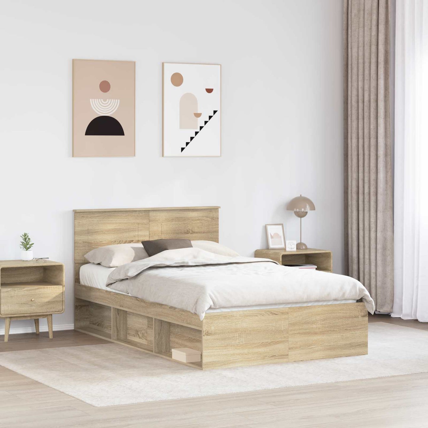 Bedframe met hoofdeinde Sonoma 120 x 200 cm Bewerkt hout is nu te koop bij PeponiXL, paradijselijk wonen!