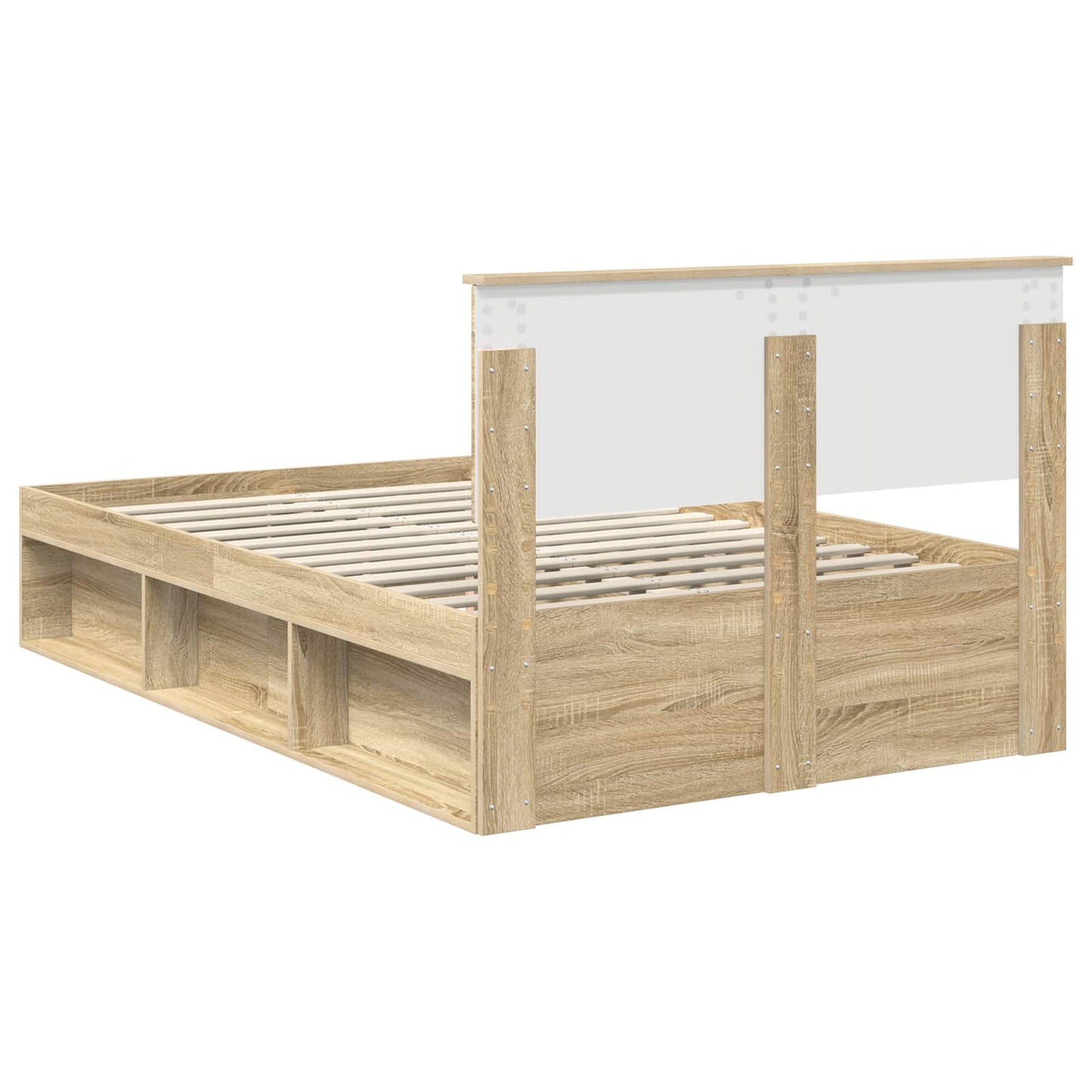 Bedframe met hoofdeinde Sonoma 120 x 200 cm Bewerkt hout is nu te koop bij PeponiXL, paradijselijk wonen!