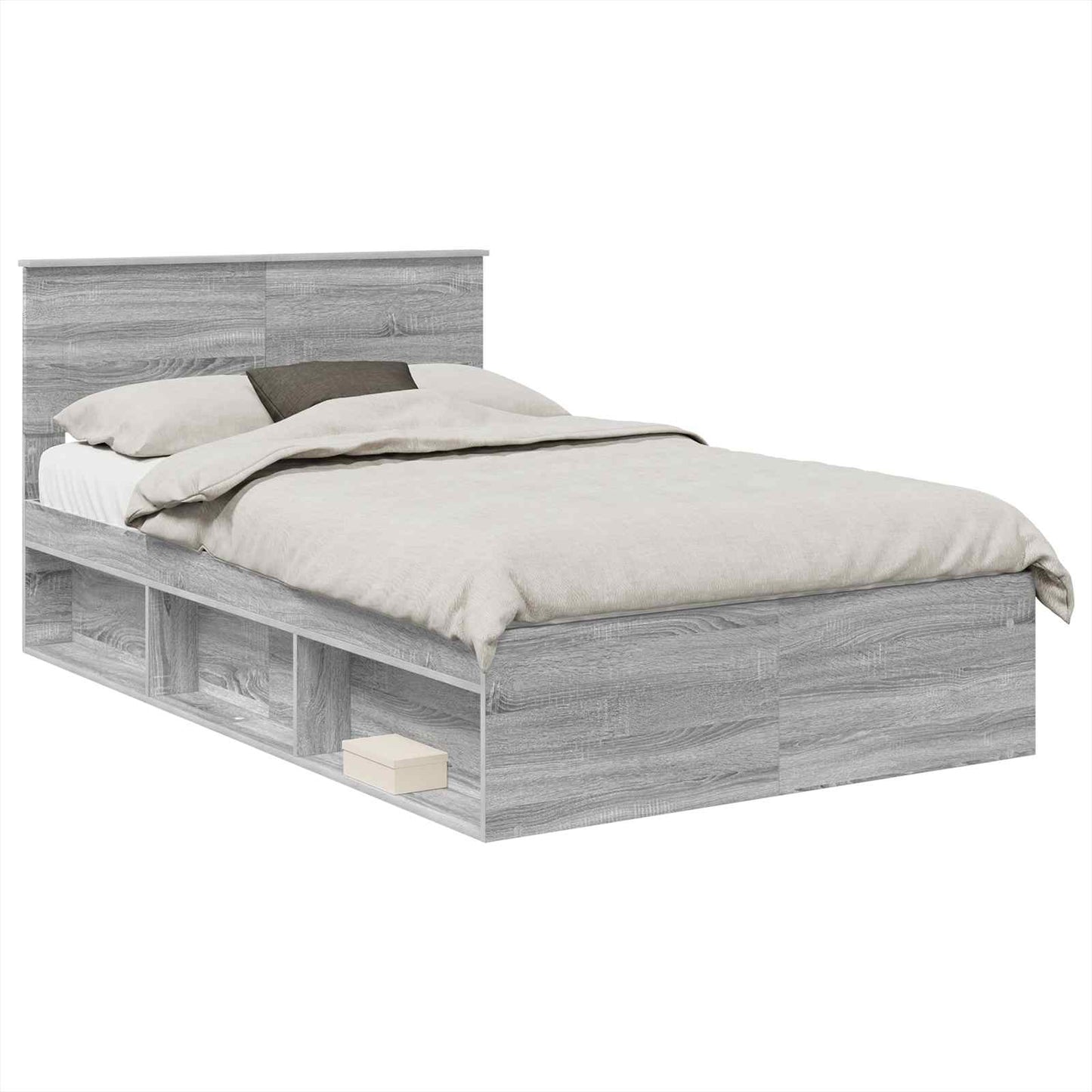Bedframe met hoofdeinde Grijs Sonoma 120 x 200 cm Bewerkt hout is nu te koop bij PeponiXL, paradijselijk wonen!