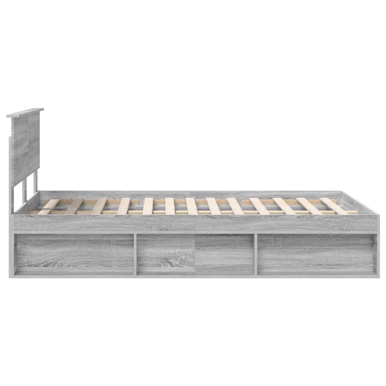 Bedframe met hoofdeinde Grijs Sonoma 120 x 200 cm Bewerkt hout is nu te koop bij PeponiXL, paradijselijk wonen!