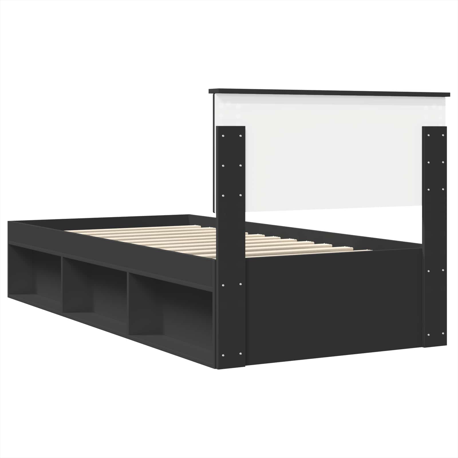 Bedframe met hoofdeinde Zwart 100 x 200 cm Bewerkt hout is nu te koop bij PeponiXL, paradijselijk wonen!