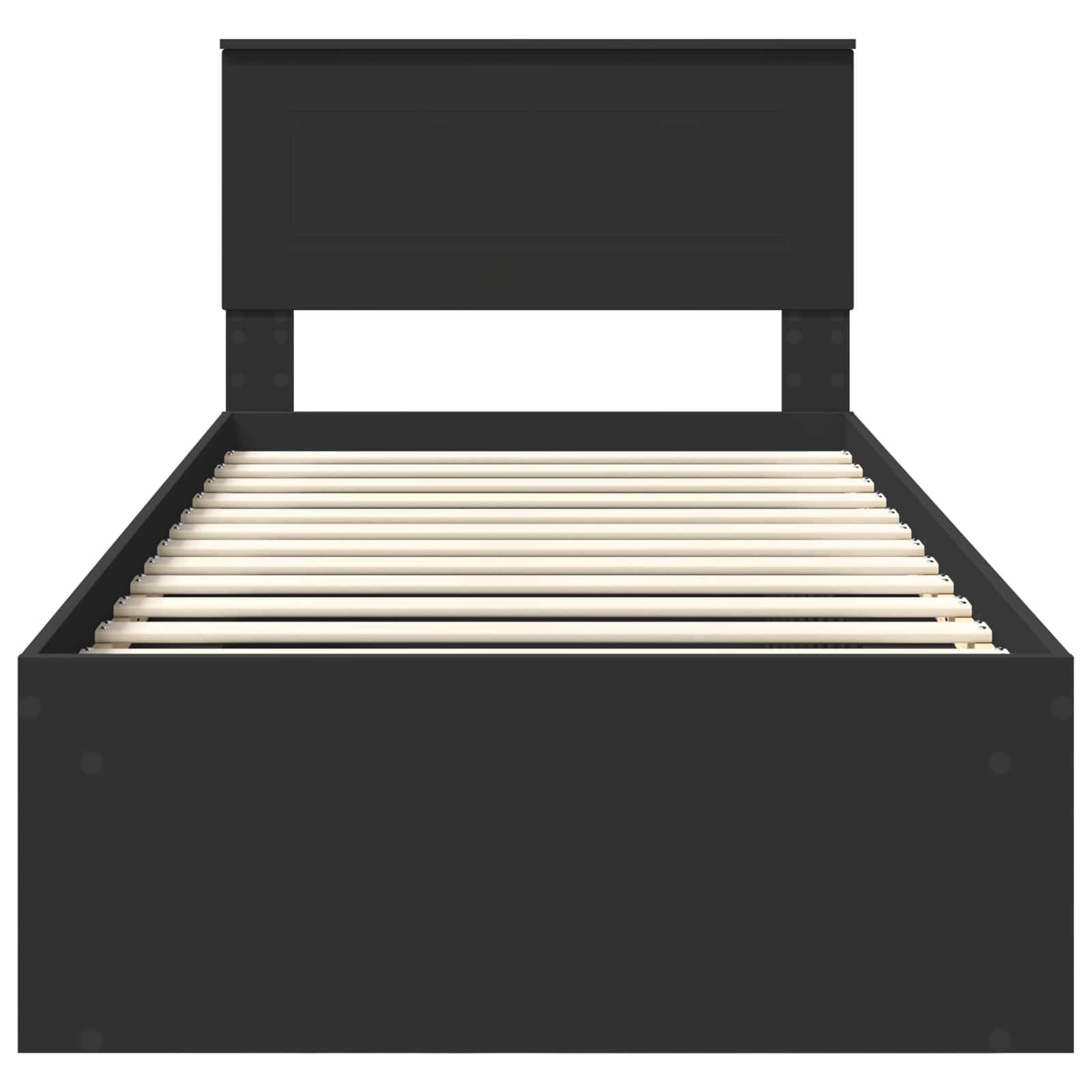 Bedframe met hoofdeinde Zwart 100 x 200 cm Bewerkt hout is nu te koop bij PeponiXL, paradijselijk wonen!