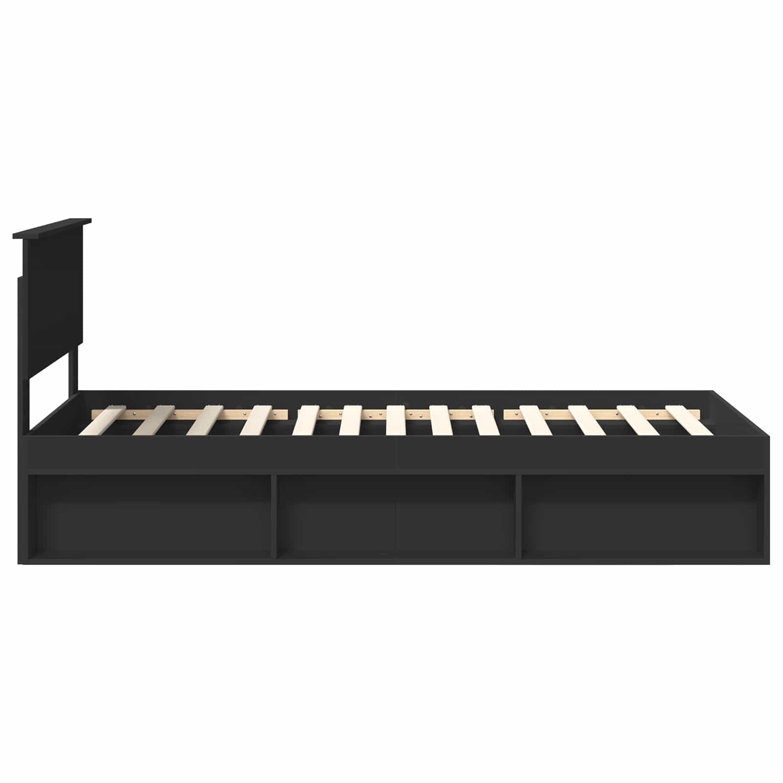 Bedframe met hoofdeinde Zwart 100 x 200 cm Bewerkt hout is nu te koop bij PeponiXL, paradijselijk wonen!