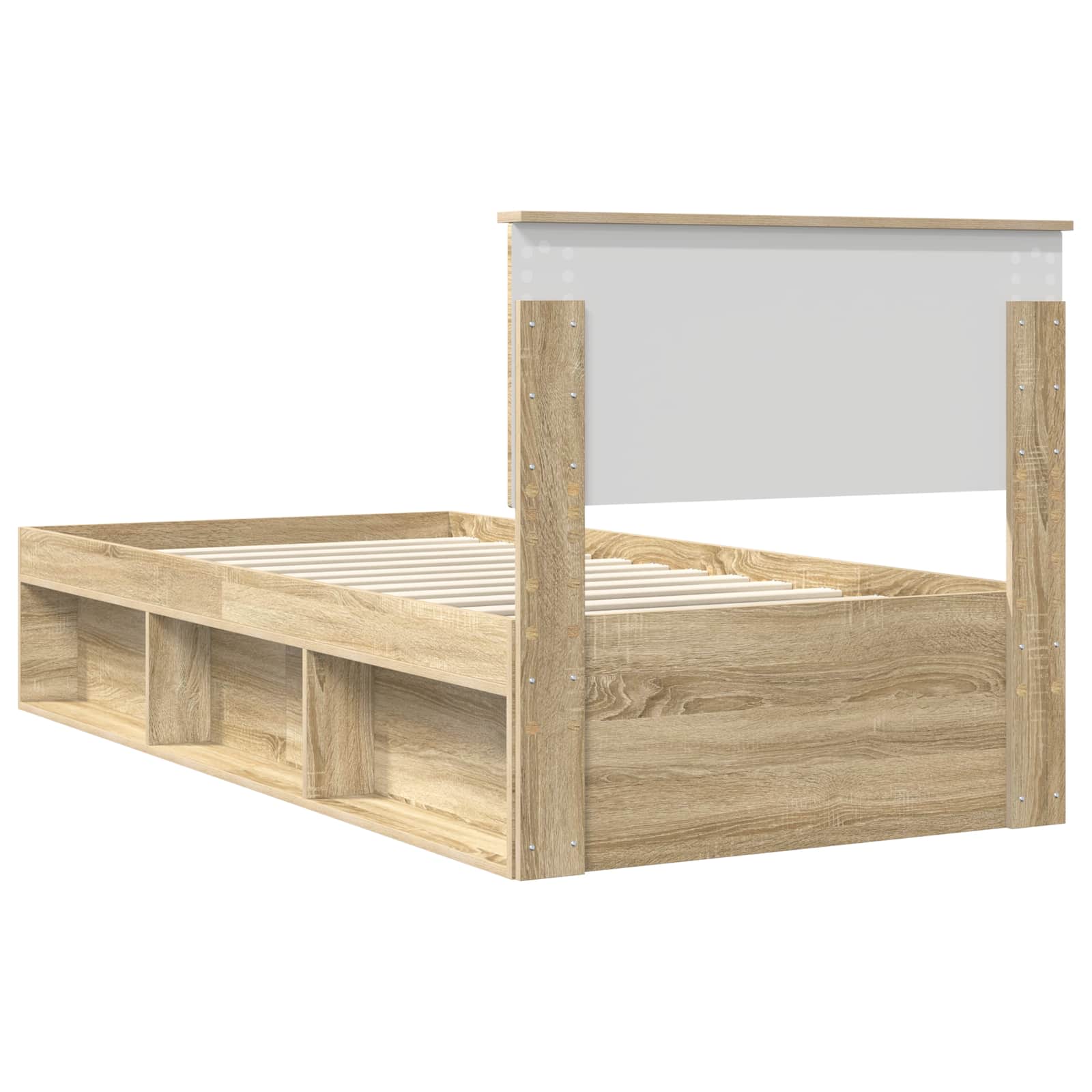 Bedframe met hoofdeinde Sonoma 100 x 200 cm Bewerkt hout is nu te koop bij PeponiXL, paradijselijk wonen!