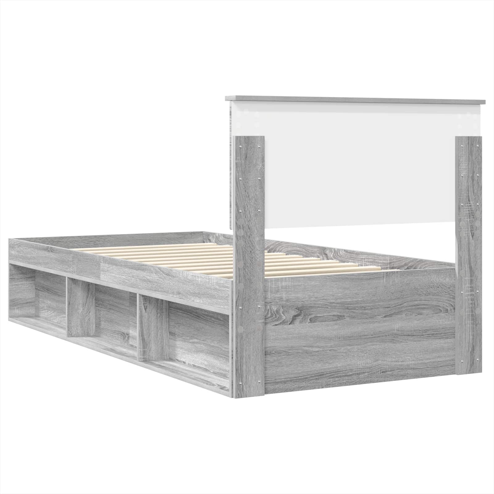 Bedframe met hoofdeinde Grijs Sonoma 100 x 200 cm Bewerkt hout is nu te koop bij PeponiXL, paradijselijk wonen!