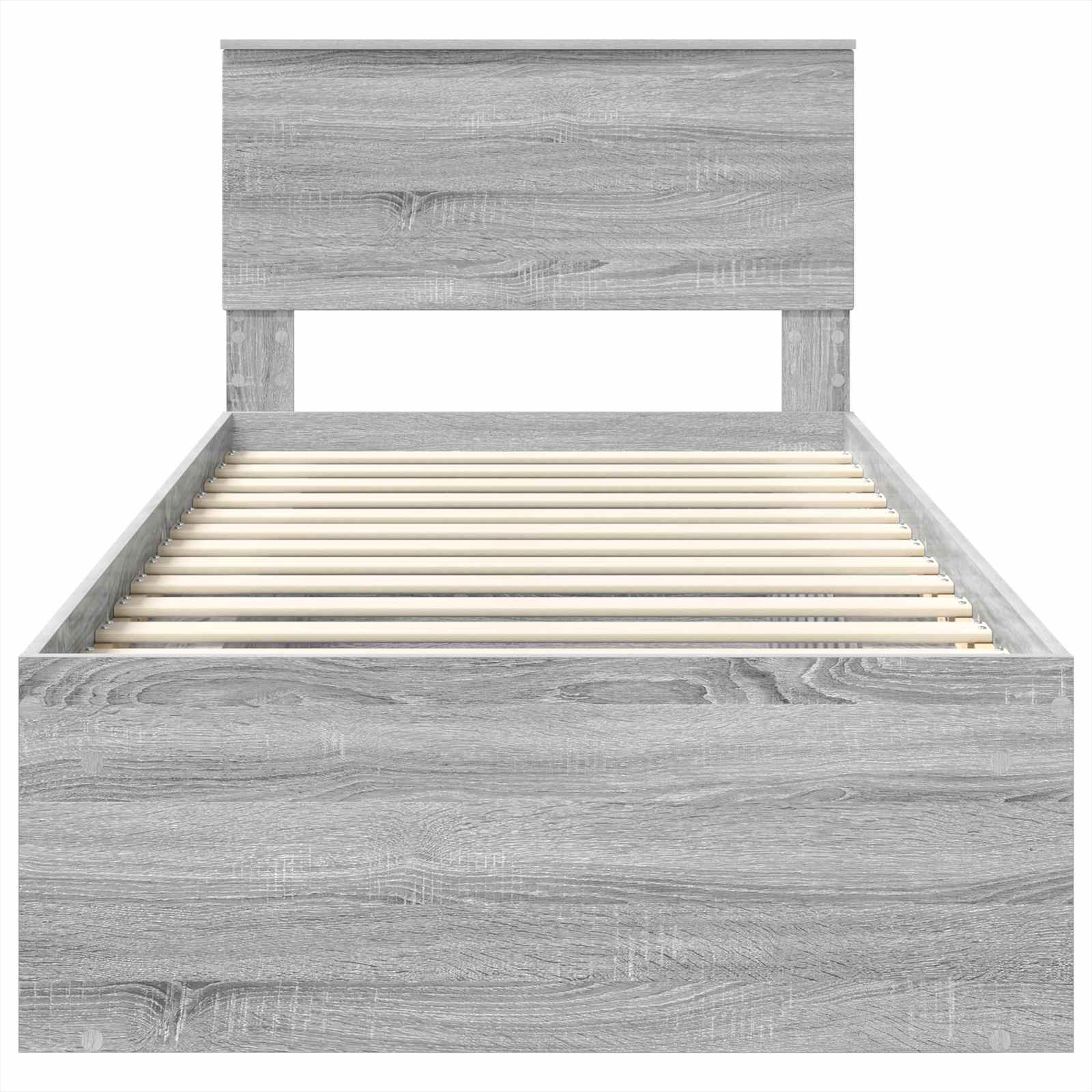 Bedframe met hoofdeinde Grijs Sonoma 100 x 200 cm Bewerkt hout is nu te koop bij PeponiXL, paradijselijk wonen!