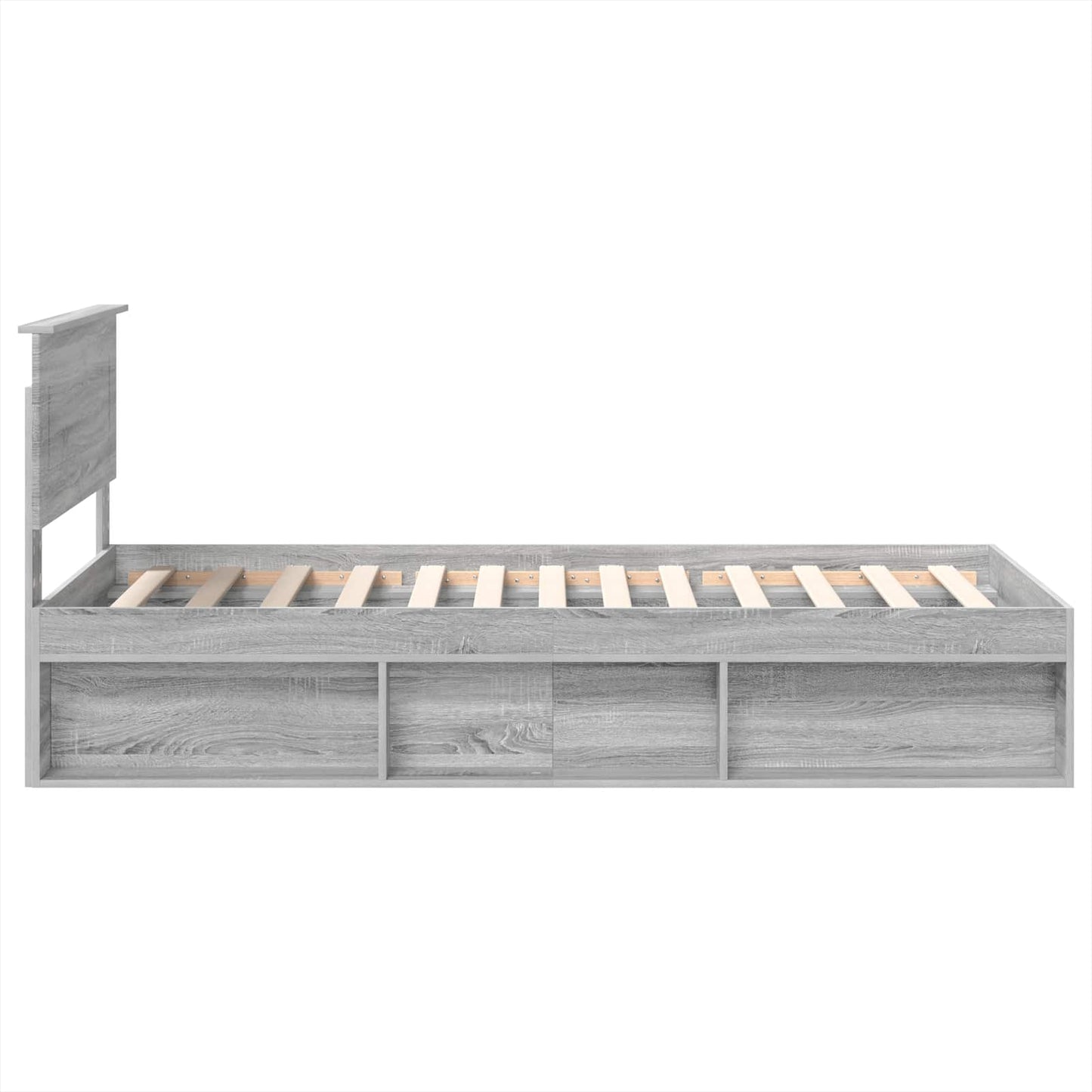 Bedframe met hoofdeinde Grijs Sonoma 100 x 200 cm Bewerkt hout is nu te koop bij PeponiXL, paradijselijk wonen!