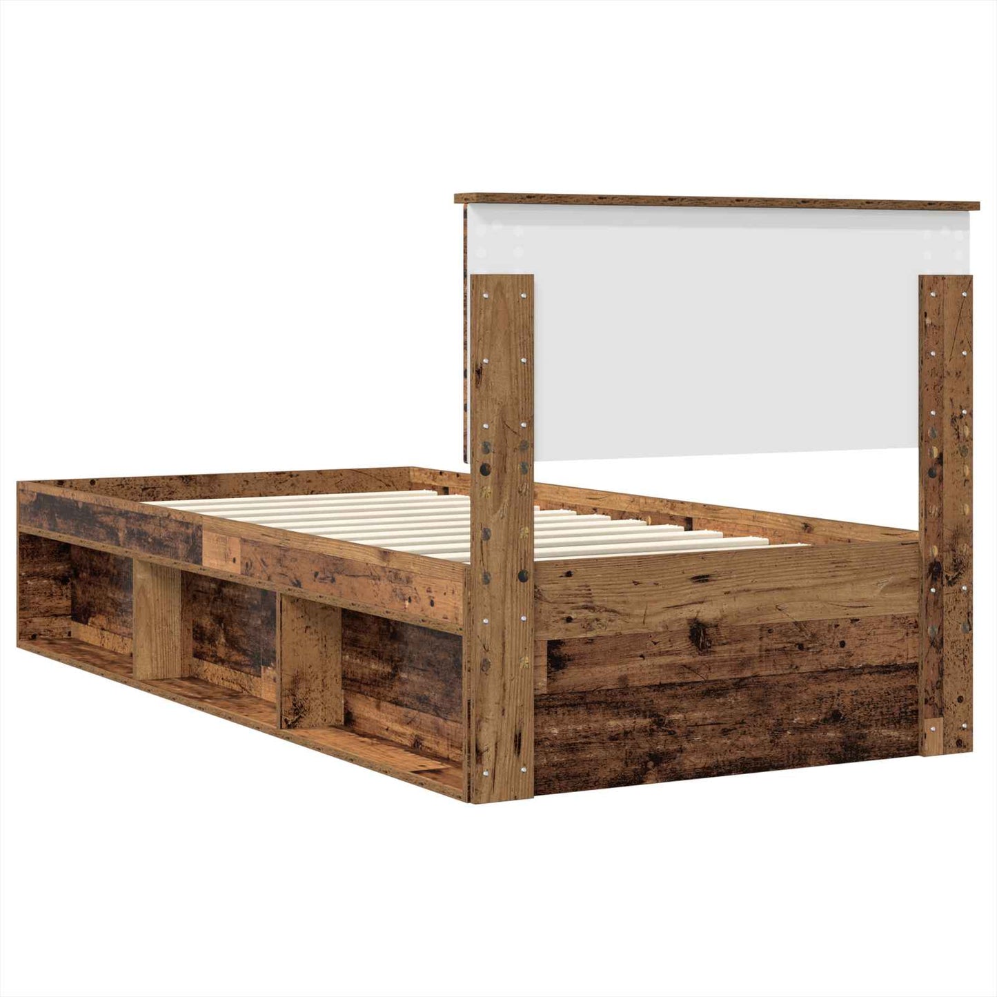 Bedframe met hoofdeinde Oudhout 100 x 200 cm Bewerkt hout is nu te koop bij PeponiXL, paradijselijk wonen!
