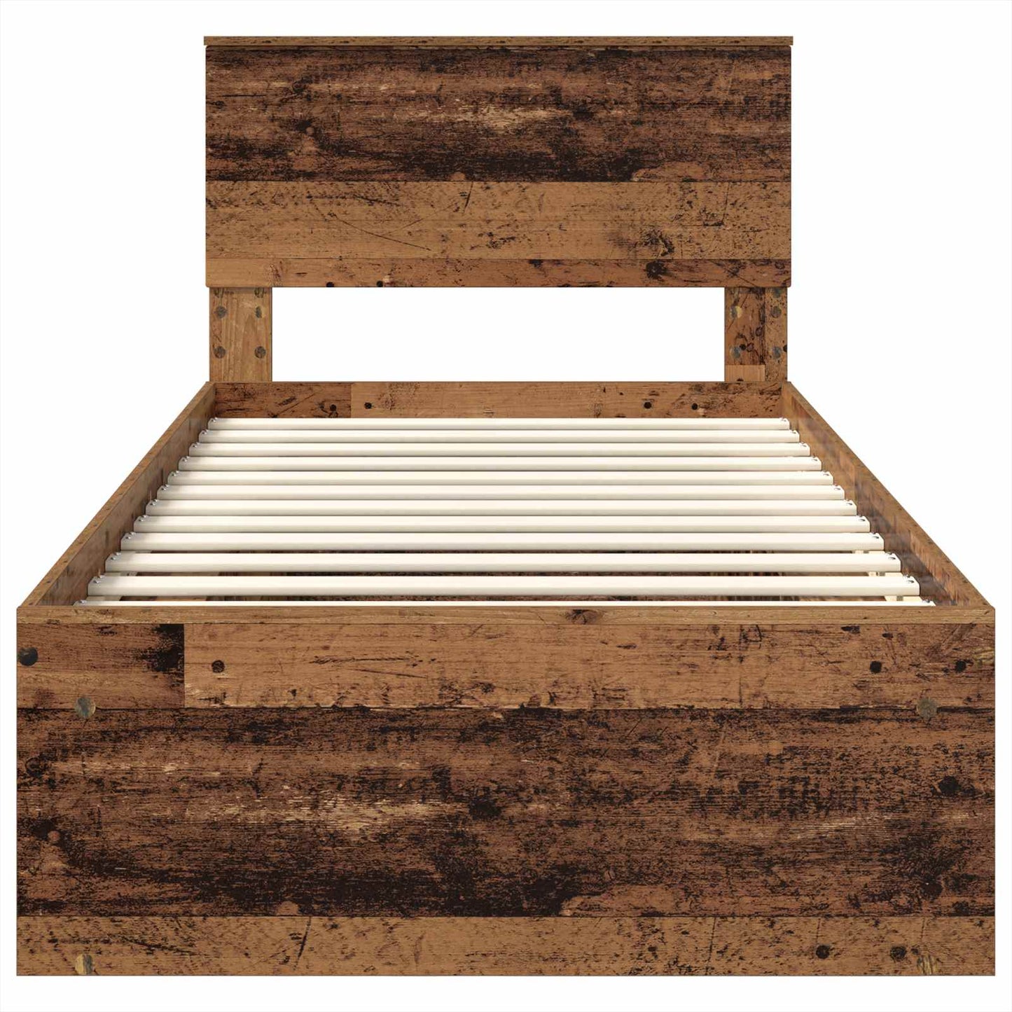 Bedframe met hoofdeinde Oudhout 100 x 200 cm Bewerkt hout is nu te koop bij PeponiXL, paradijselijk wonen!