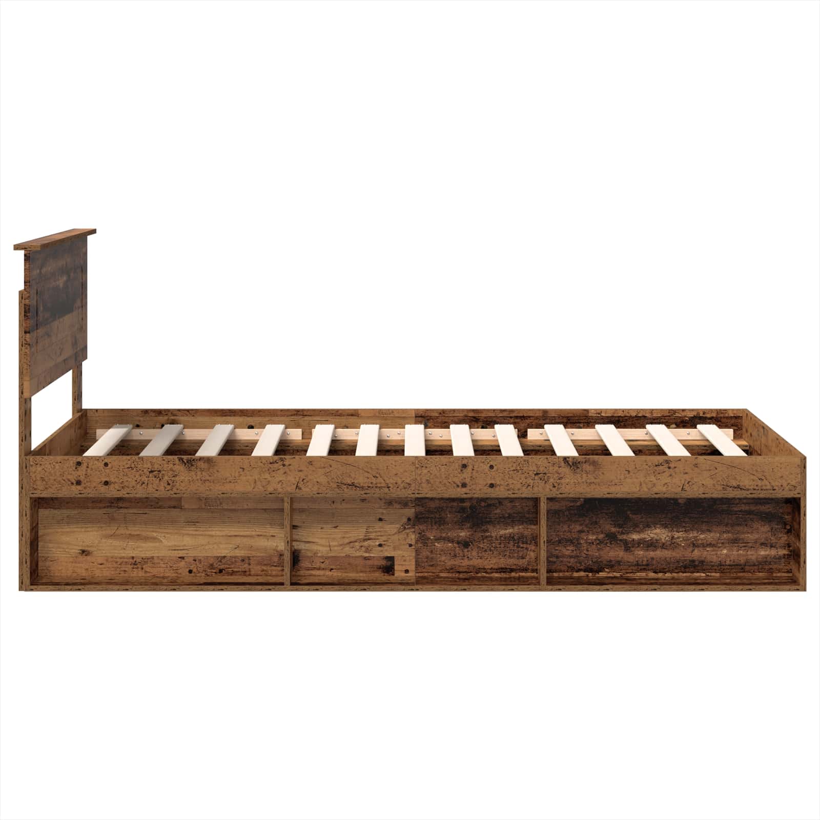 Bedframe met hoofdeinde Oudhout 100 x 200 cm Bewerkt hout is nu te koop bij PeponiXL, paradijselijk wonen!