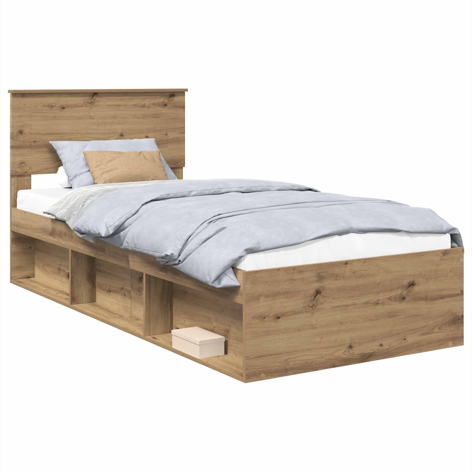 Bedframe Ambachtelijk eiken 100 x 200 cm Bewerkt hout is nu te koop bij PeponiXL, paradijselijk wonen!