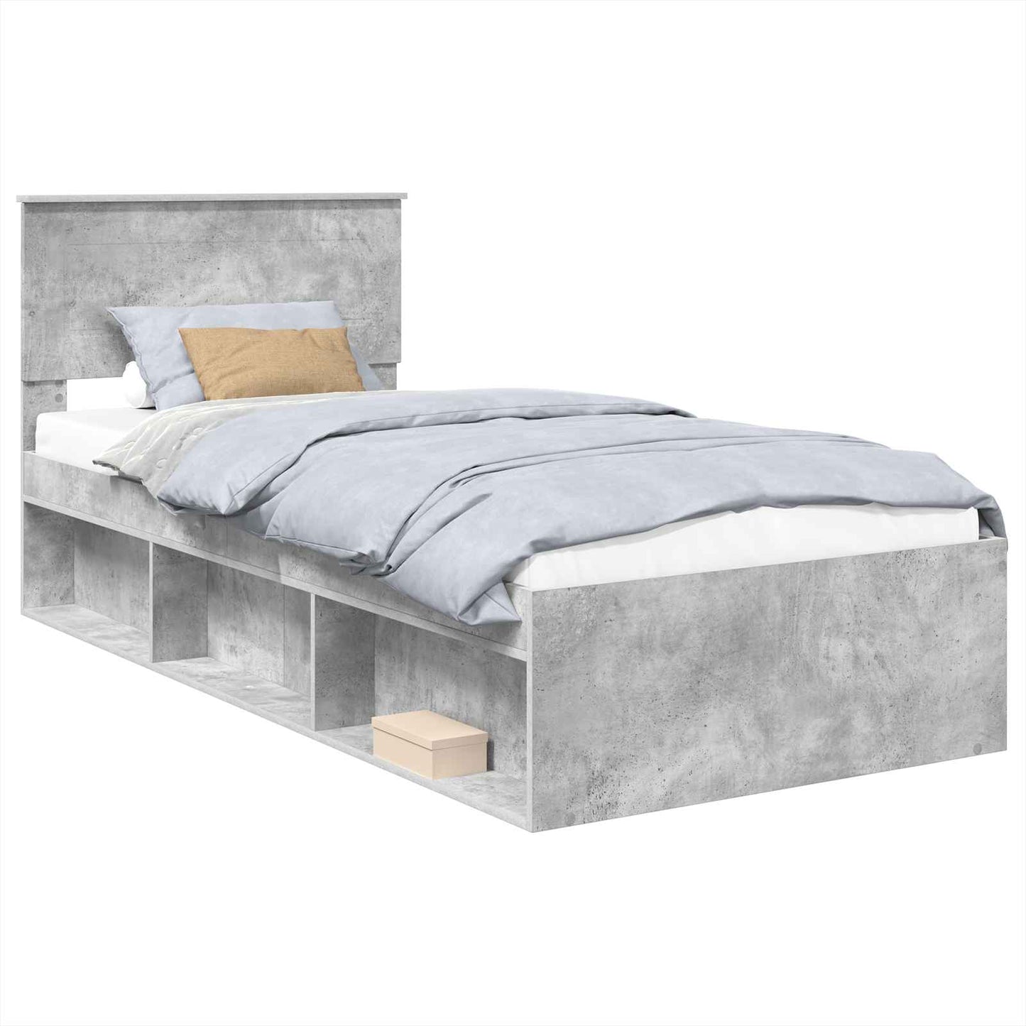 Bedframe met hoofdeinde Beton 90 x 200 cm Bewerkt hout is nu te koop bij PeponiXL, paradijselijk wonen!