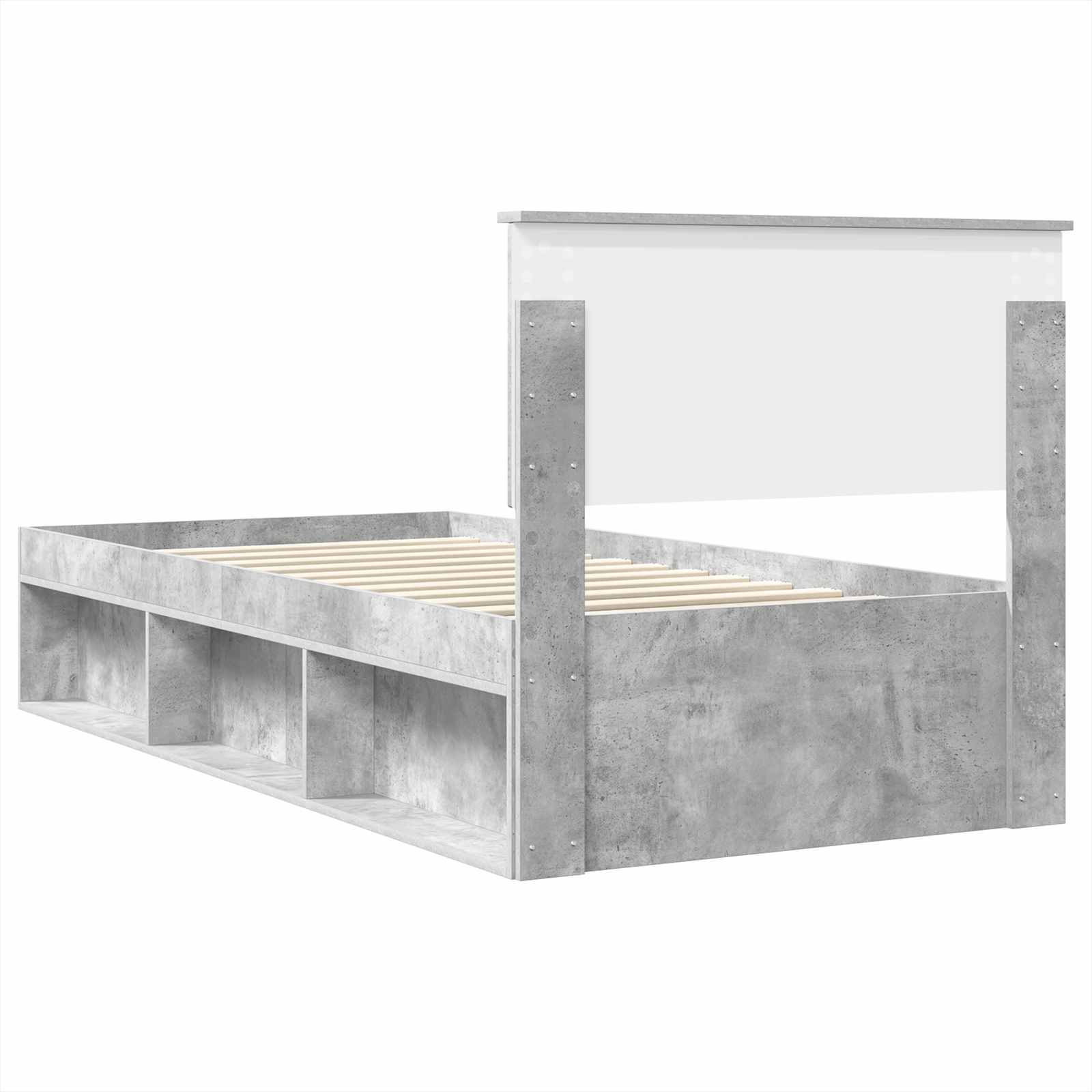 Bedframe met hoofdeinde Beton 90 x 200 cm Bewerkt hout is nu te koop bij PeponiXL, paradijselijk wonen!
