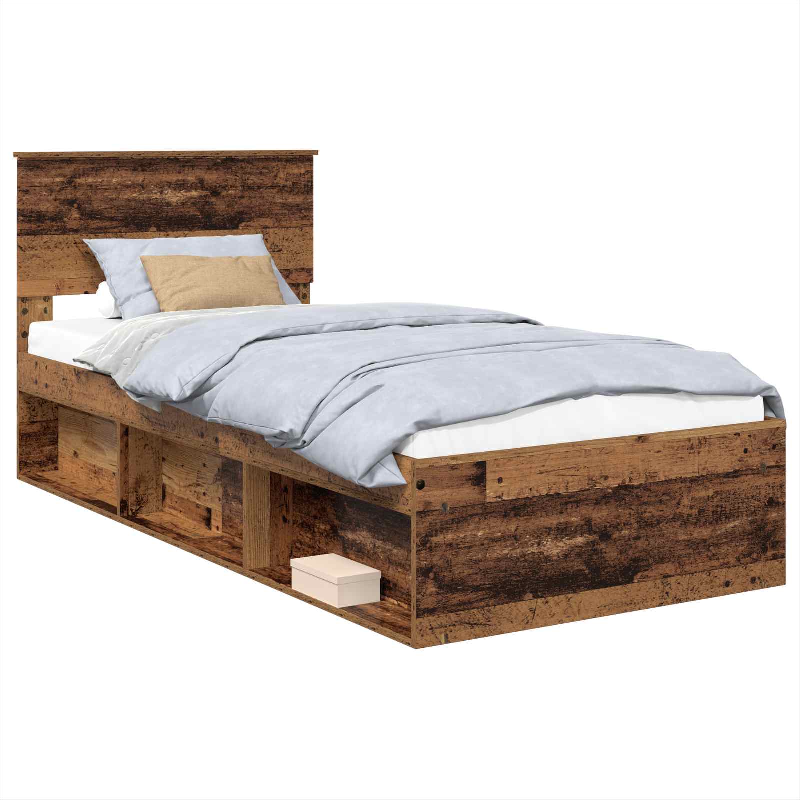 Bedframe met hoofdeinde Oudhout 90 x 200 cm Bewerkt hout is nu te koop bij PeponiXL, paradijselijk wonen!