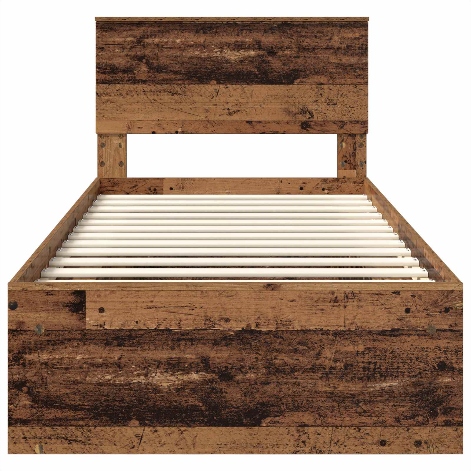 Bedframe met hoofdeinde Oudhout 90 x 200 cm Bewerkt hout is nu te koop bij PeponiXL, paradijselijk wonen!