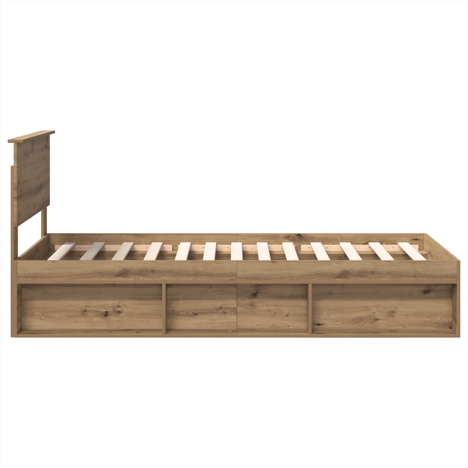 Bedframe Ambachtelijk eiken 90 x 200 cm Bewerkt hout is nu te koop bij PeponiXL, paradijselijk wonen!