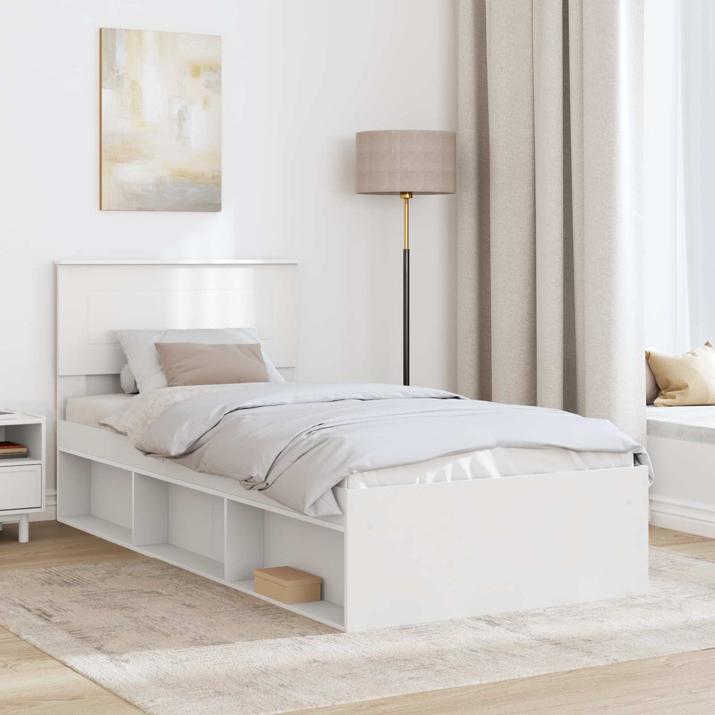 Bedframe met hoofdeinde Wit 75 x 190 cm Bewerkt hout is nu te koop bij PeponiXL, paradijselijk wonen!