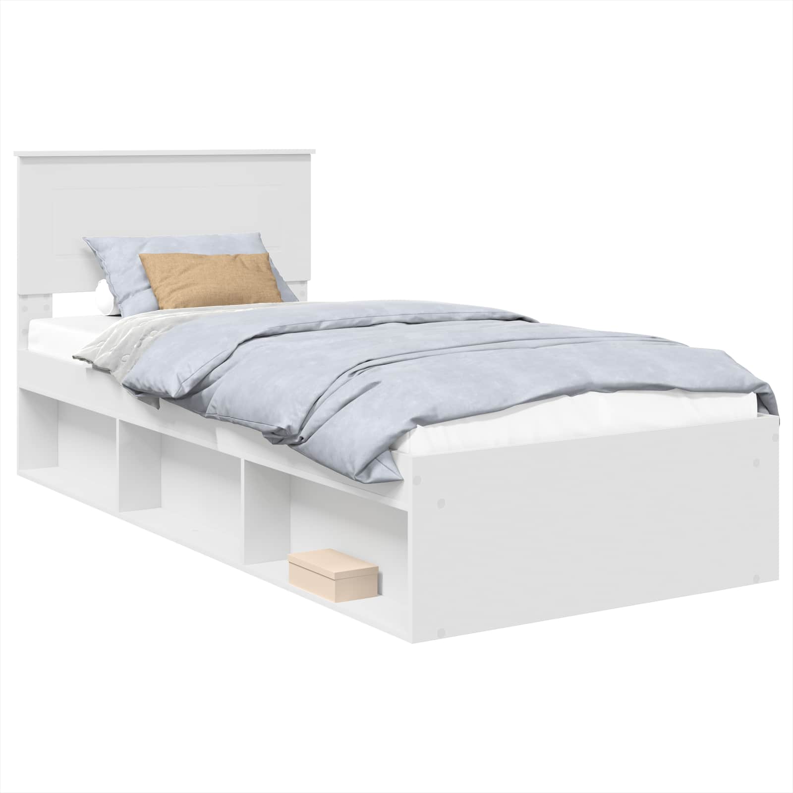 Bedframe met hoofdeinde Wit 75 x 190 cm Bewerkt hout is nu te koop bij PeponiXL, paradijselijk wonen!