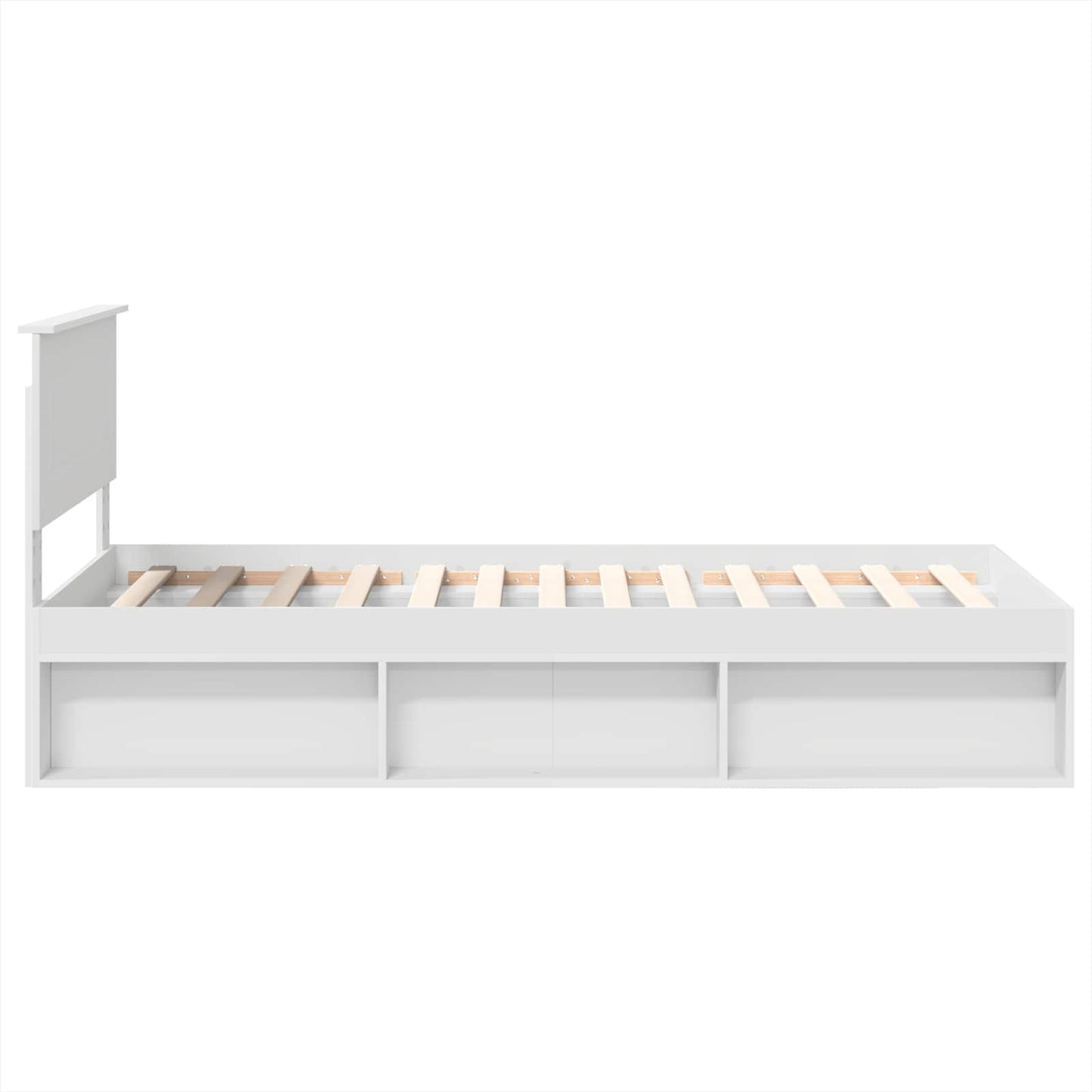 Bedframe met hoofdeinde Wit 75 x 190 cm Bewerkt hout is nu te koop bij PeponiXL, paradijselijk wonen!