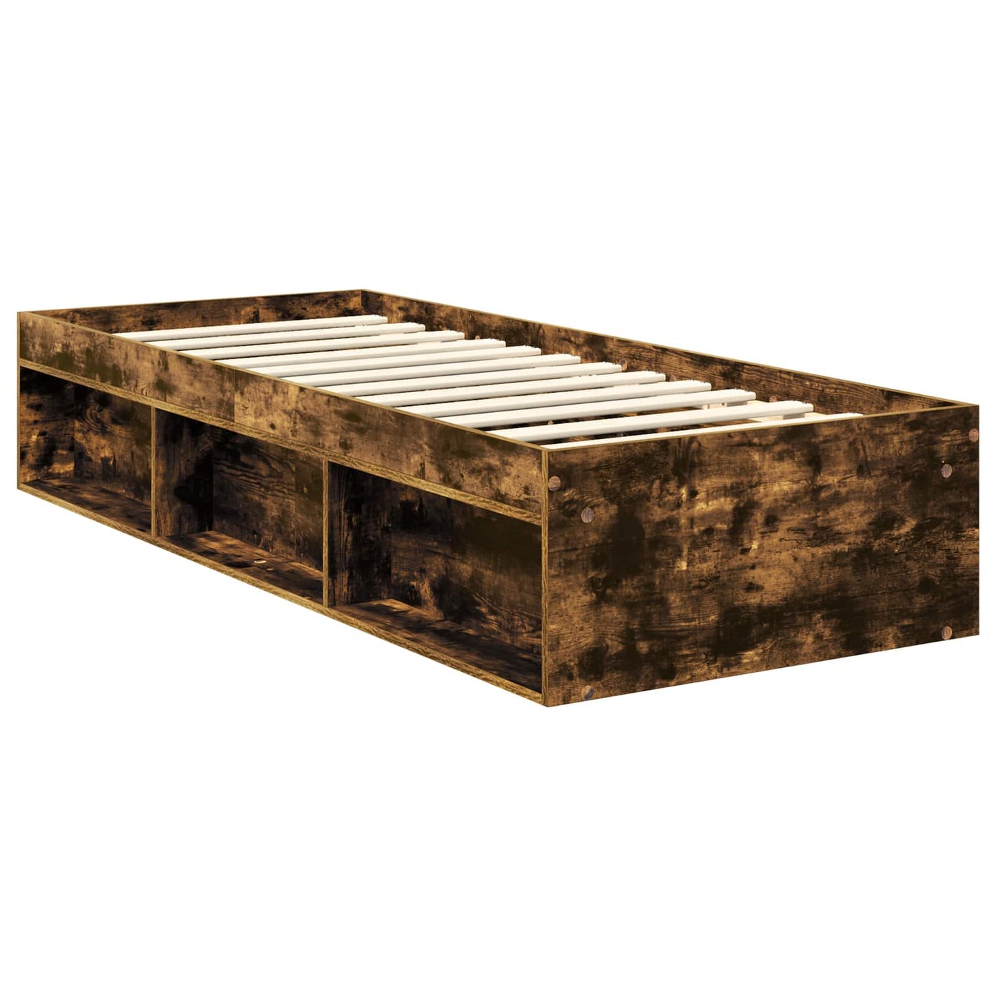 Bedframe met hoofdeinde Gerookt eiken 75 x 190 cm Bewerkt hout is nu te koop bij PeponiXL, paradijselijk wonen!