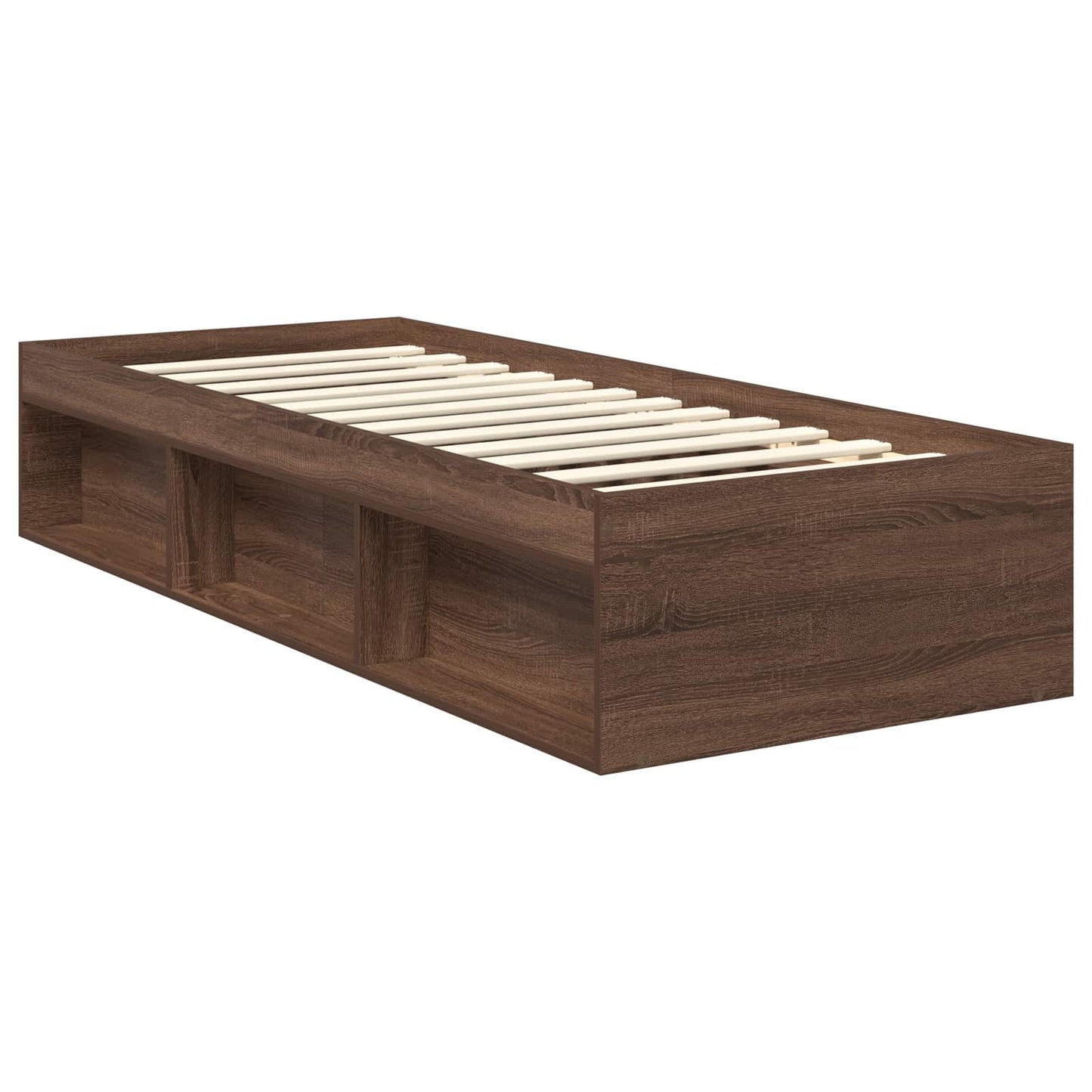 Bedframe met hoofdeinde Bruin Eiken 75 x 190 cm Bewerkt hout is nu te koop bij PeponiXL, paradijselijk wonen!