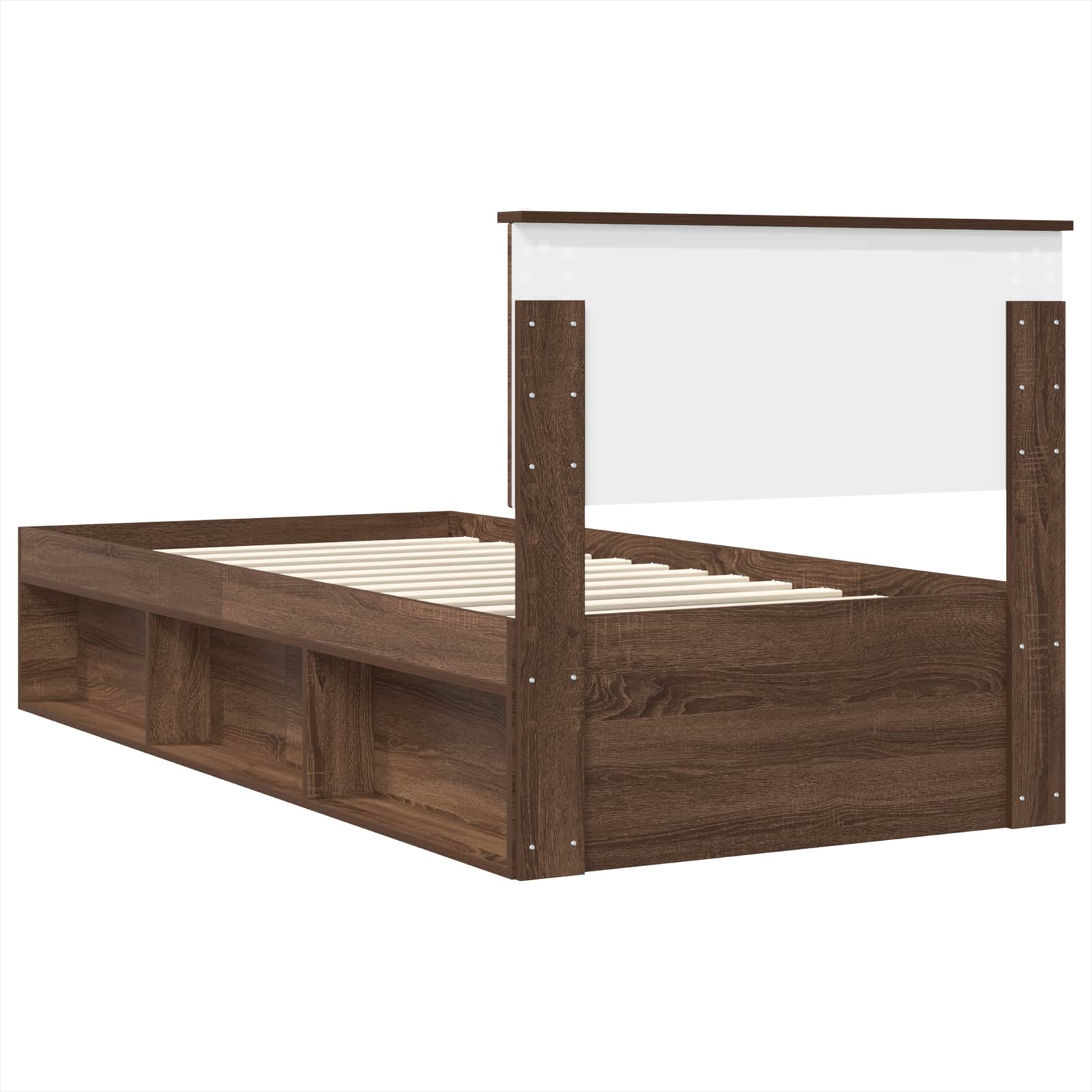 Bedframe met hoofdeinde Bruin Eiken 75 x 190 cm Bewerkt hout is nu te koop bij PeponiXL, paradijselijk wonen!